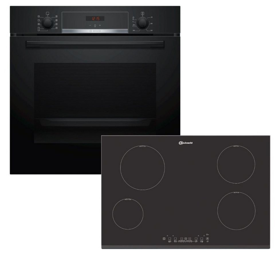 BOSCH Backofen-Set Schnellaufheizung mit Bauknecht Induktionskochfeld -  autark, 77cm