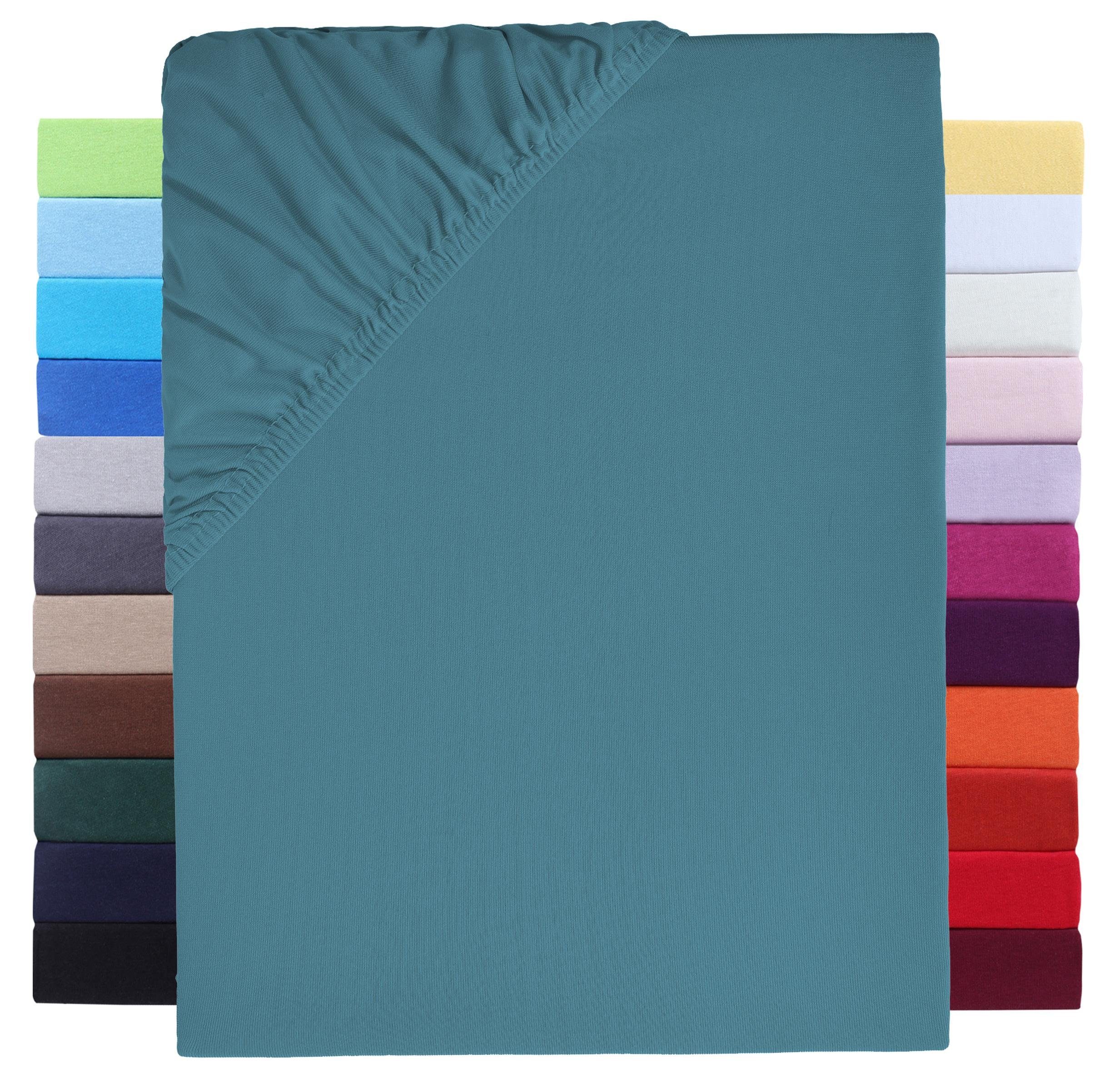 NatureMark Натяжные простыни Premium Boxspringbett Spannbetttuch 200x220cm, Baumwollmischung, Gummizug: rundum, Baumwolle mit Elasthan, sehr robust, 180x200 – 200x220 cm +40 cm Steg