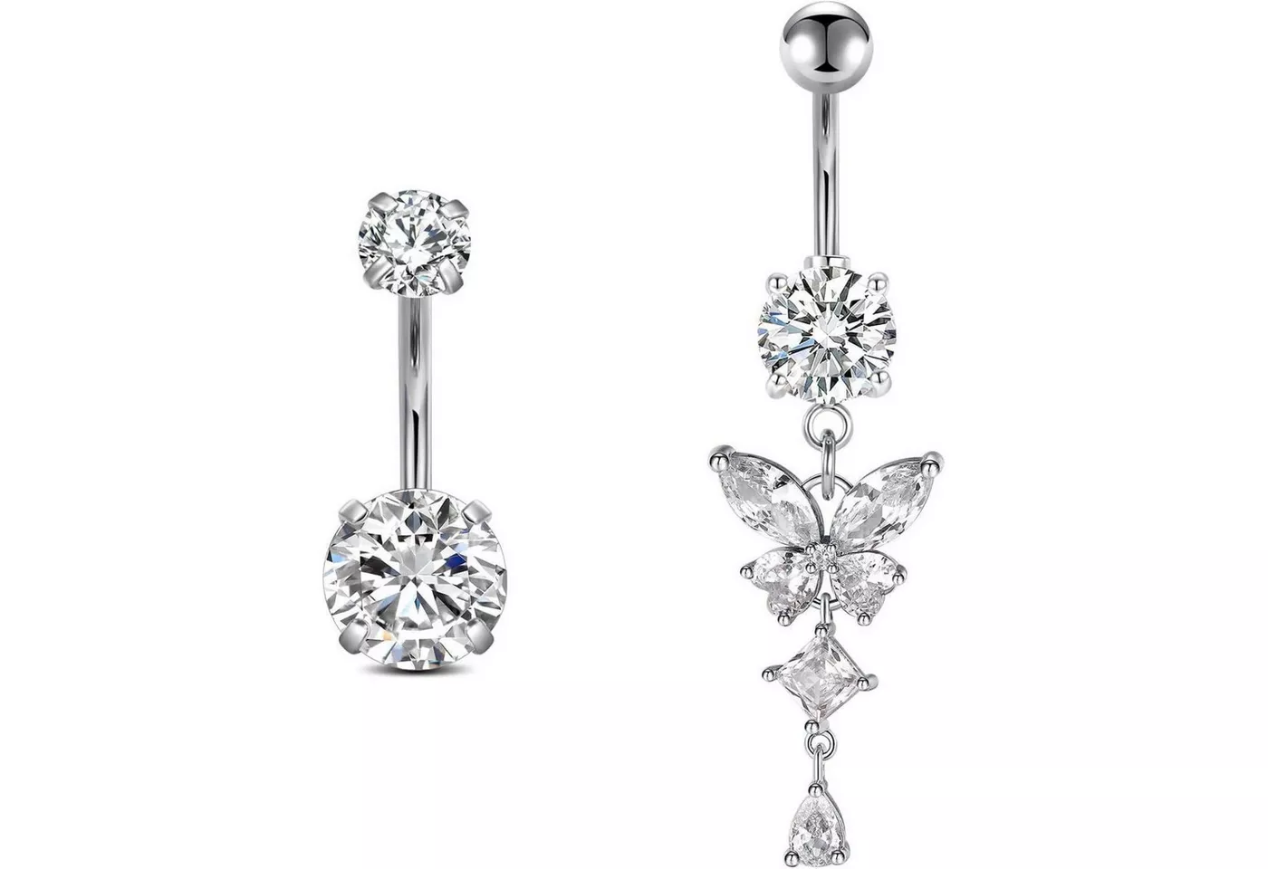 LuxusKollektion Bauchnabelpiercing Bauchnabelpiercing Chirurgenstahl Schmetterling Gold Silber-10mm