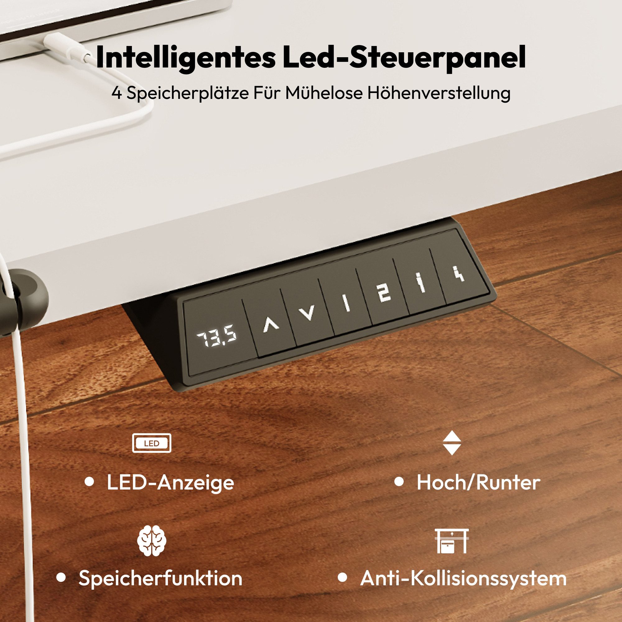 SANODESK Schreibtisch Elektrisch höhenverstellbarer Schreibtisch (inkl. vielseitigem Zubehör, 2-Fach-Teleskop mit Memory-Steuerung & Anti-kollisionssystem), schnelle Montage, Max. Load: 100 KG, verschiedene Größen zur Auswahl