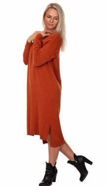 Charis Moda Strickkleid Wohlfühlkleid einfarbig mit Gehschlitz im Oversize Look