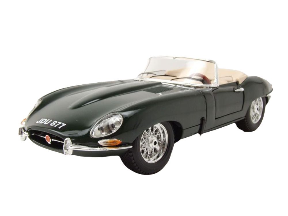 Bburago Modellauto Jaguar E-Type Cabrio 1961 grün, Maßstab 1:18
