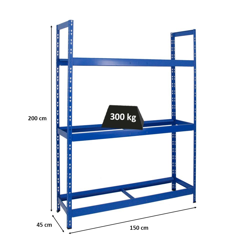 PROREGAL® Schwerlastregal 18-21 Fachlast, 300kg Reifenregal Tiger zu XL Reifen Blau bis