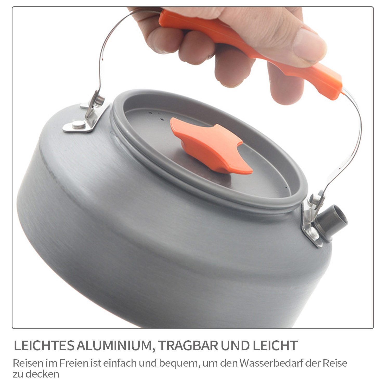Refttenw Wasserkessel Camping Wasserkocher,mit klappbarem Haltegriff,1.6L