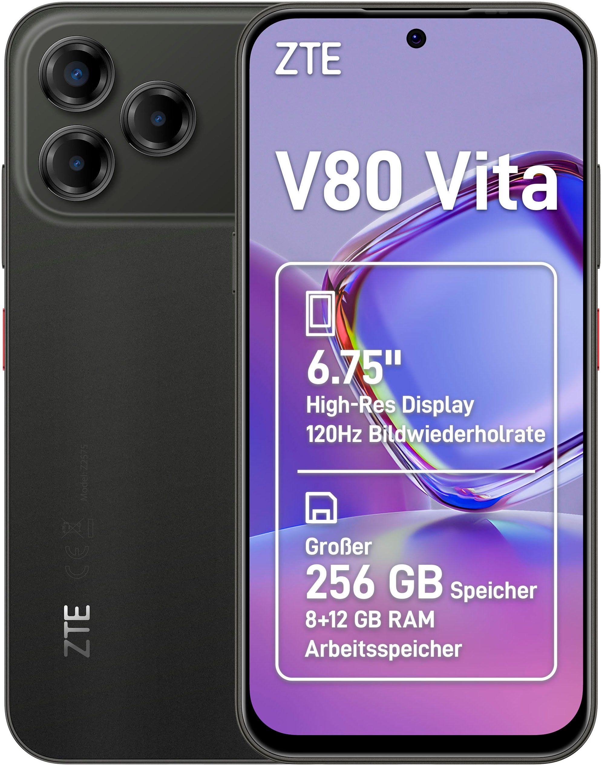 ZTE Blade V80 Vita Smartphone (17,14 cm/6,75 Zoll, 256 GB Speicherplatz, 50 MP Kamera)