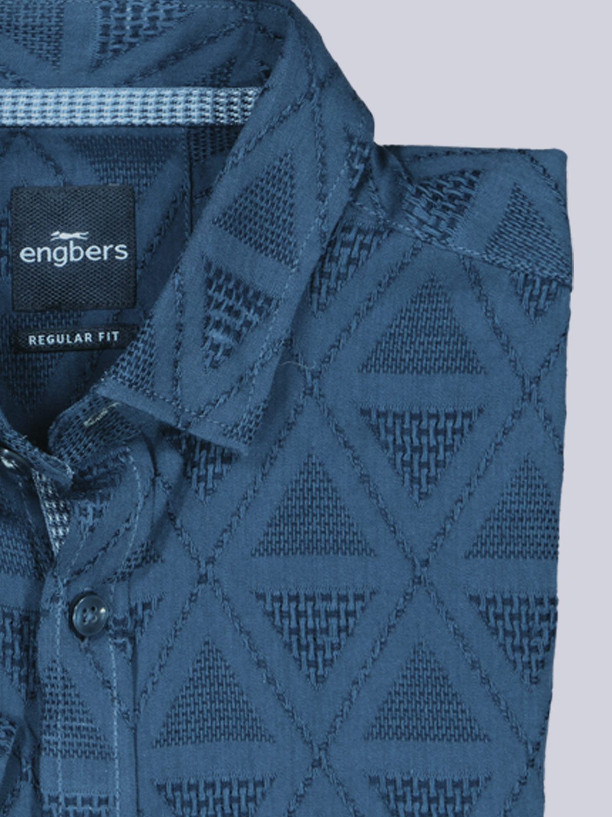 Engbers Kurzarmhemd Herren Strukturiertes Baumwollhemd mit Brusttasche, Marineblau
