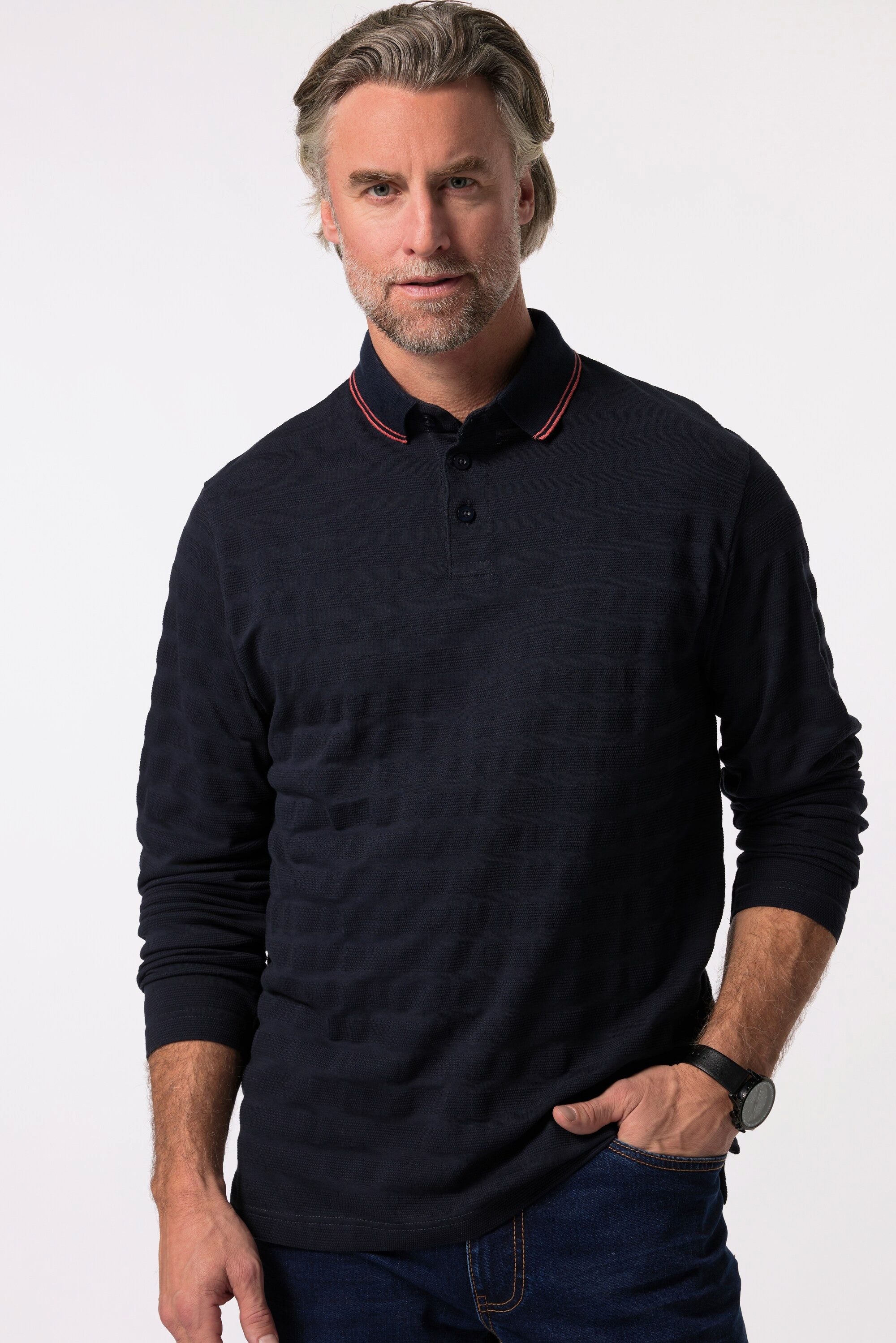 Poloshirt Poloshirt Langarm Strukturjersey