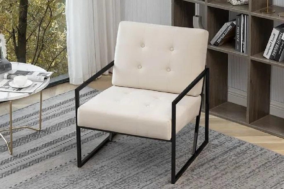 Xlmoebel Loungesessel Beige Stoff-Loungesessel für das Wohnzimmer mit einer Sitzfläche (Sessel), Hergestellt in Europa