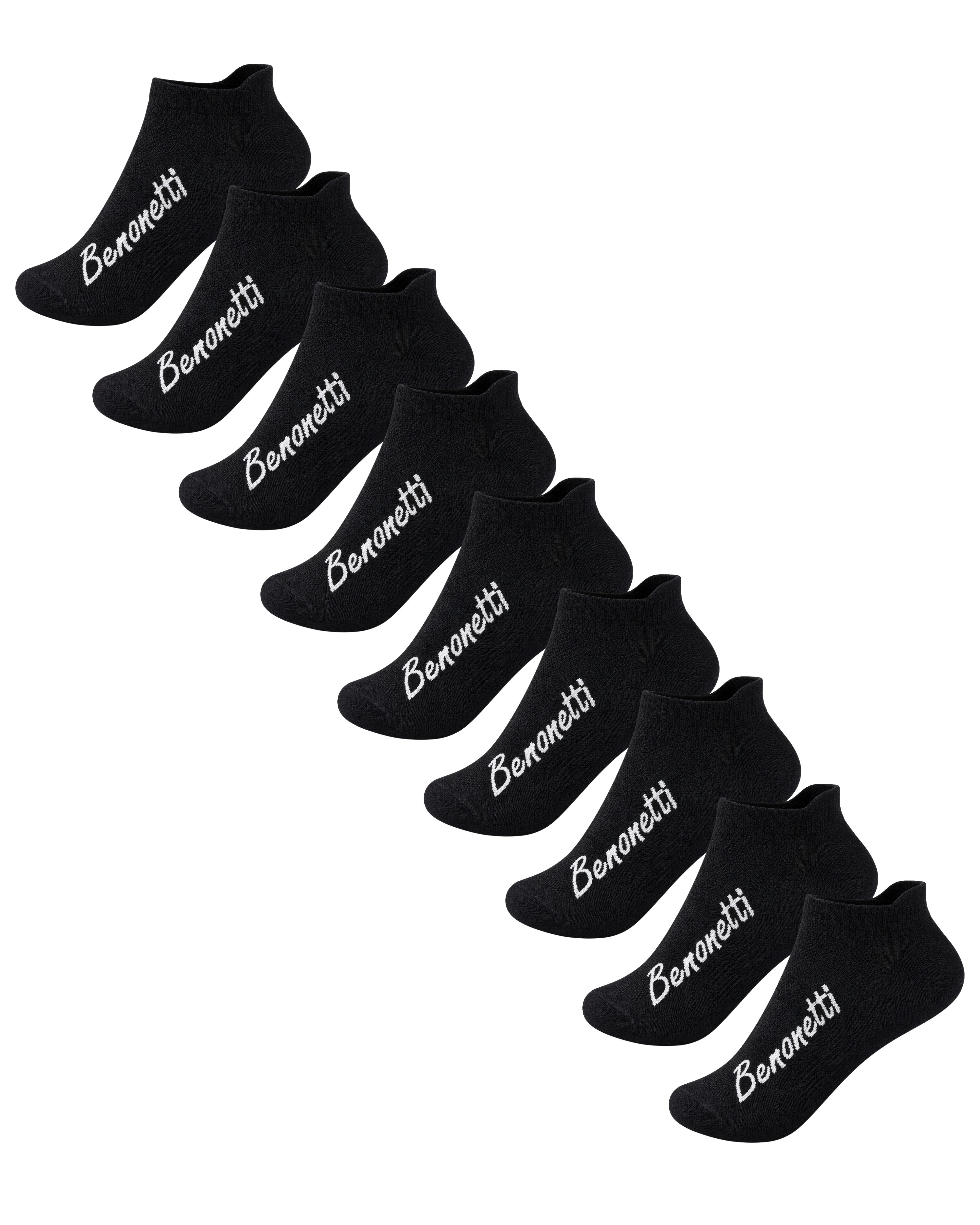 Benonetti Sneakersocken Damen & Herren aus Baumwolle – kurze Socken mit Fersenschutz (Packung, 9-Paar) Atmungsaktiv, Klimaregulierend, Schweißhemmend