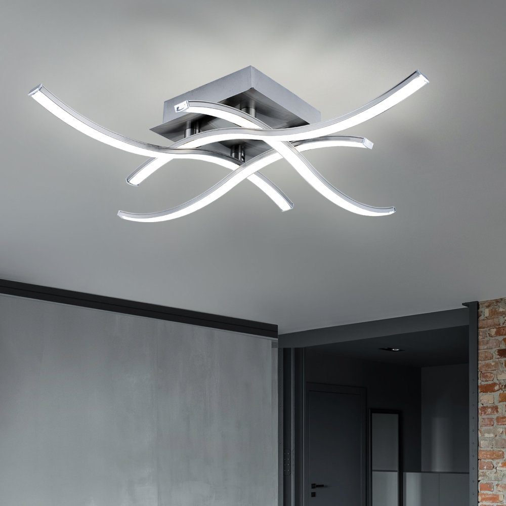 18/24W LED Design Deckenleuchte Wohnzimmer modern Deckenlampe Acrylweiß Aluoptik