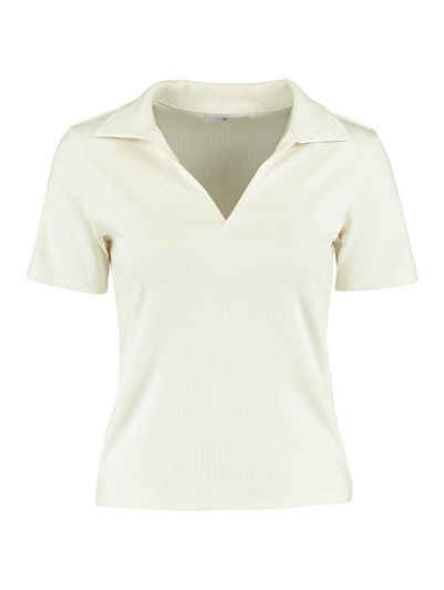 HaILY’S T-Shirt Geripptes Poloshirt Kurzarm Bluse V-AusschnittT-Shirt VICKY 5079 in Weiß