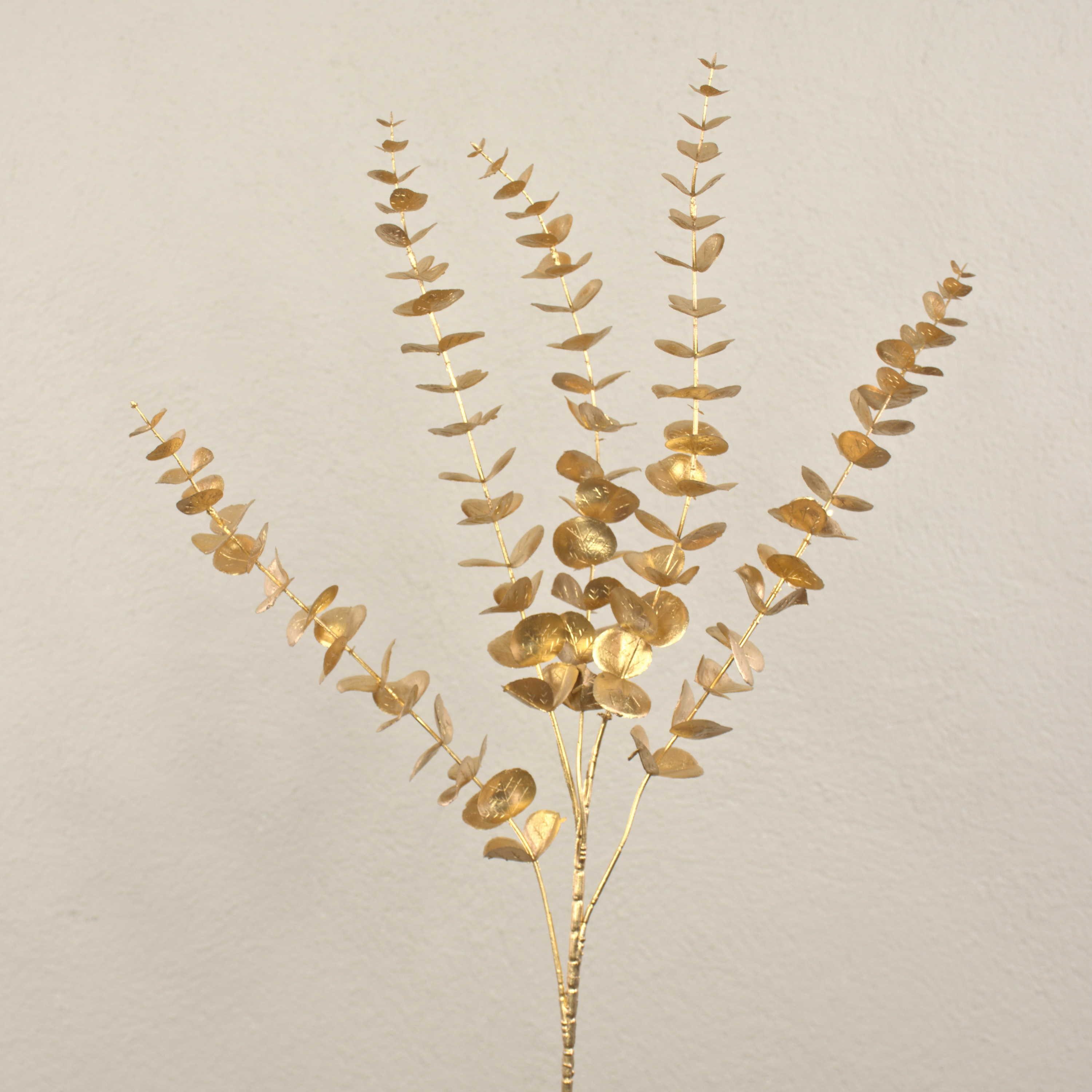 Kunstzweig Kunststoff Eukalyptuszweig DORTJE, Gold, 85cm Eukalyptus, artplants, Höhe 85.0 cm