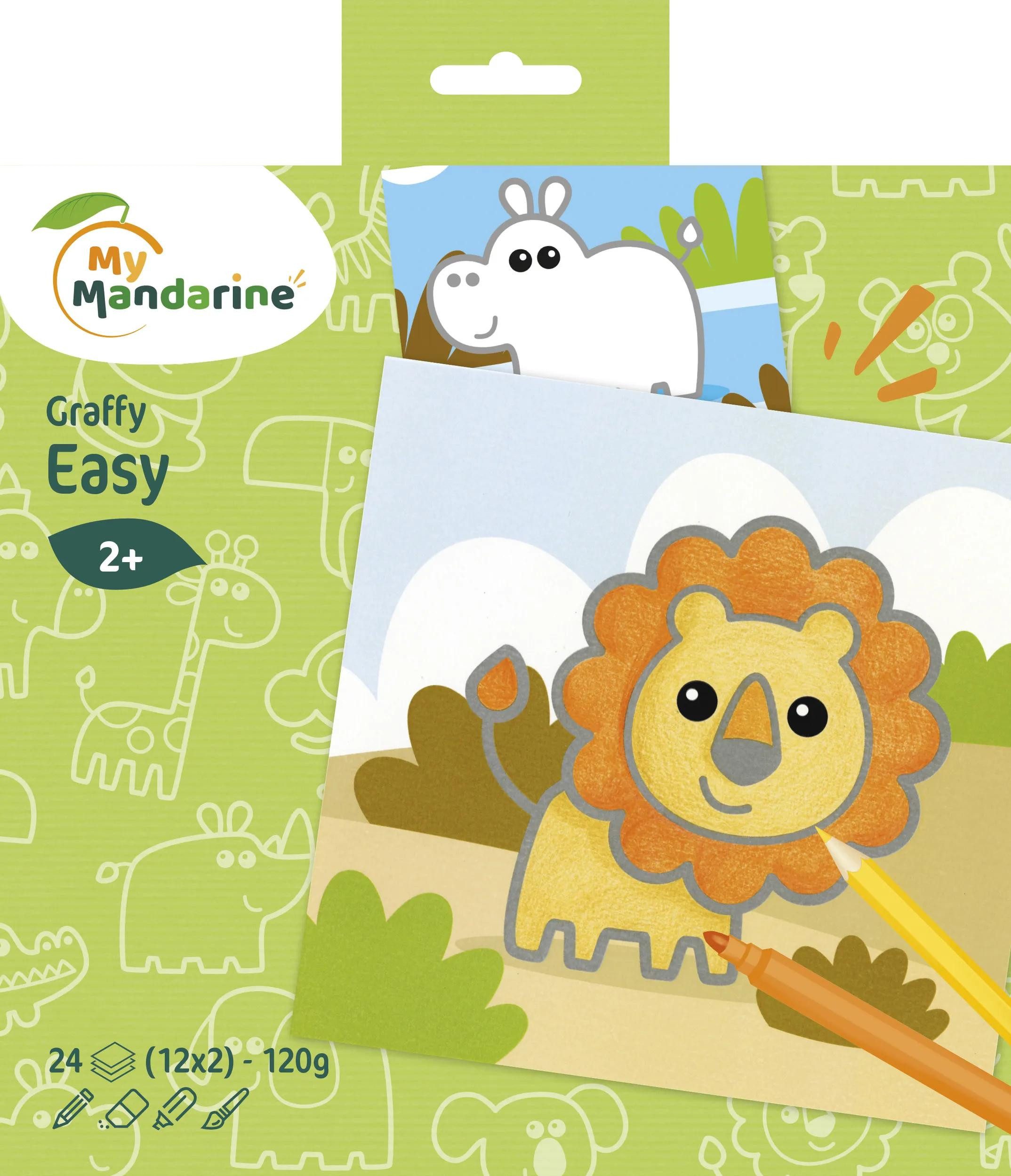 Avenue Mandarine Malvorlage 5x Graffy Easy, Wildtiere - Grün GY139C, My Mandarine