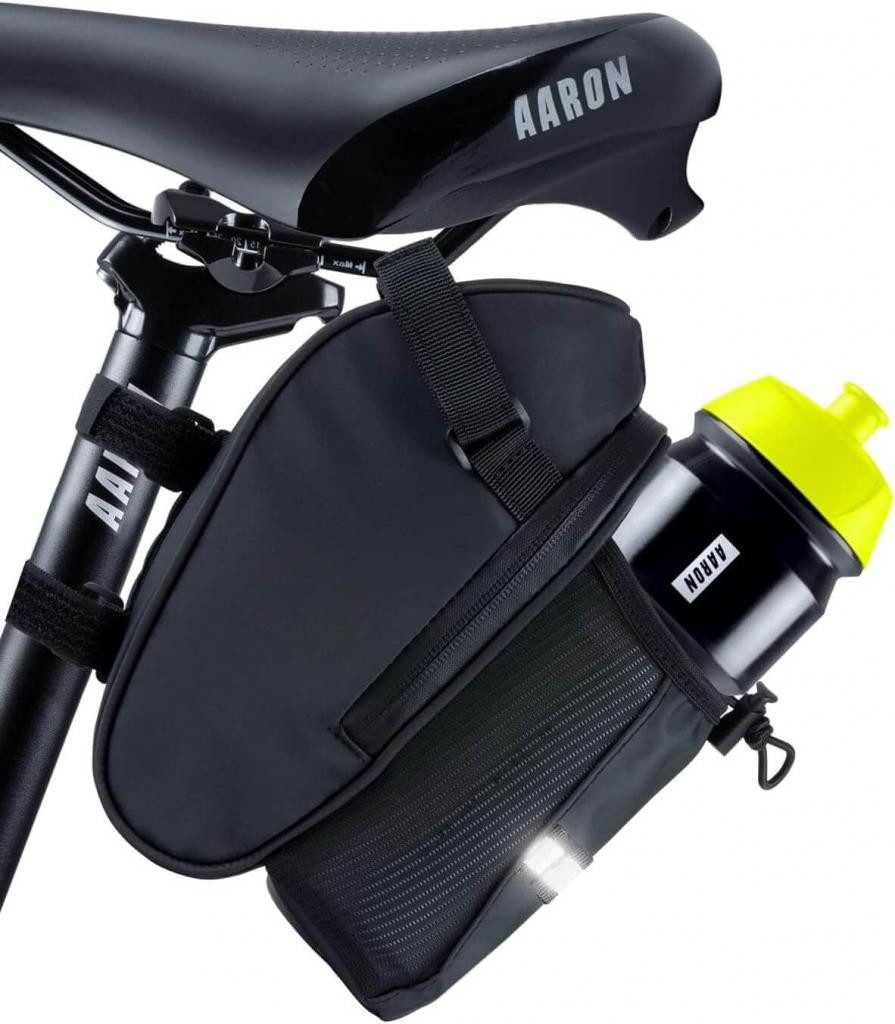 AARON Satteltasche mit Flaschenhalter & Reflektor – wasserabweisende Fahrradtasche