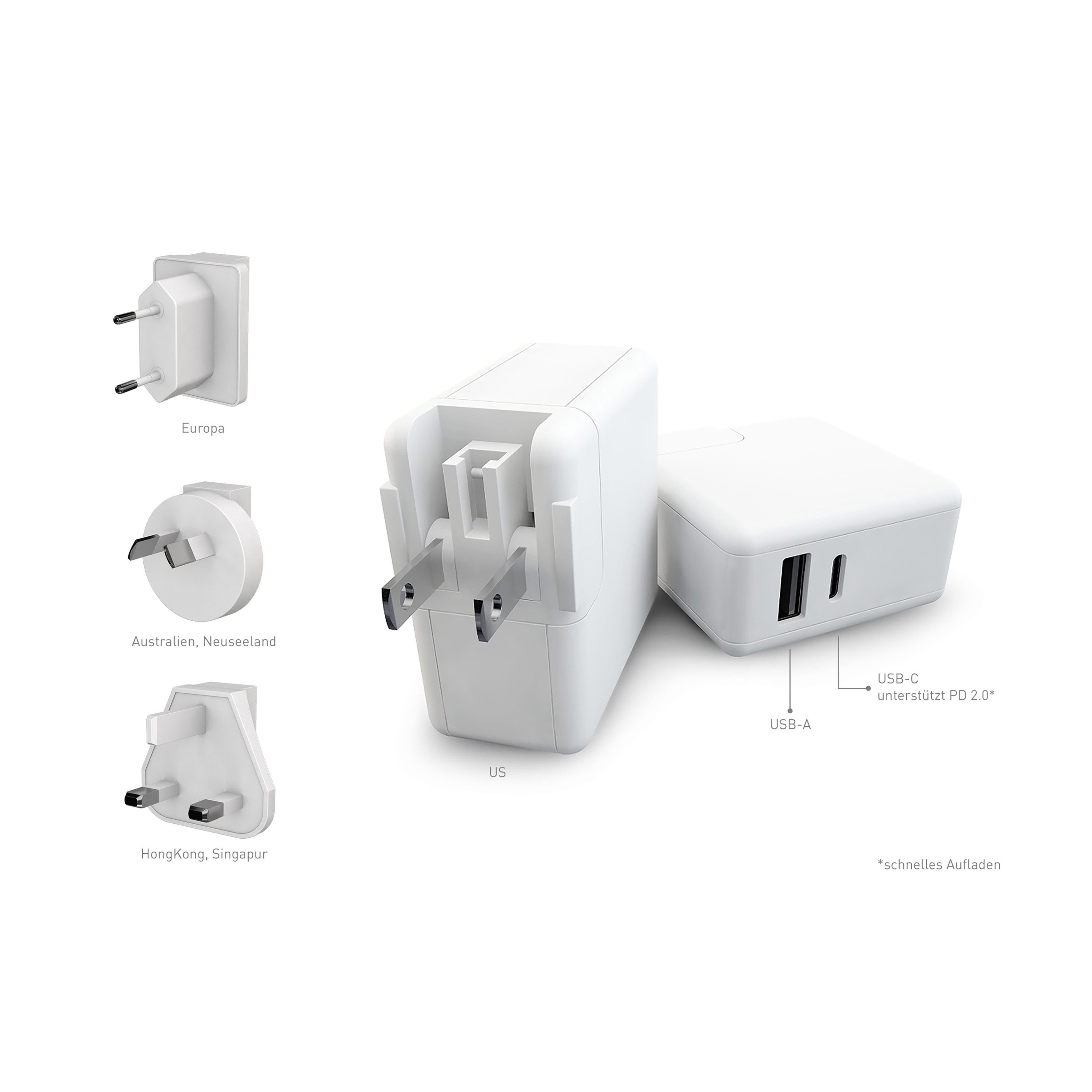 KMP 42W 2-Anschluss USB-C Ladegerät - für diverse verschiedene - white Schnelllade-Gerät (Single-pack, 1-tlg., universal)