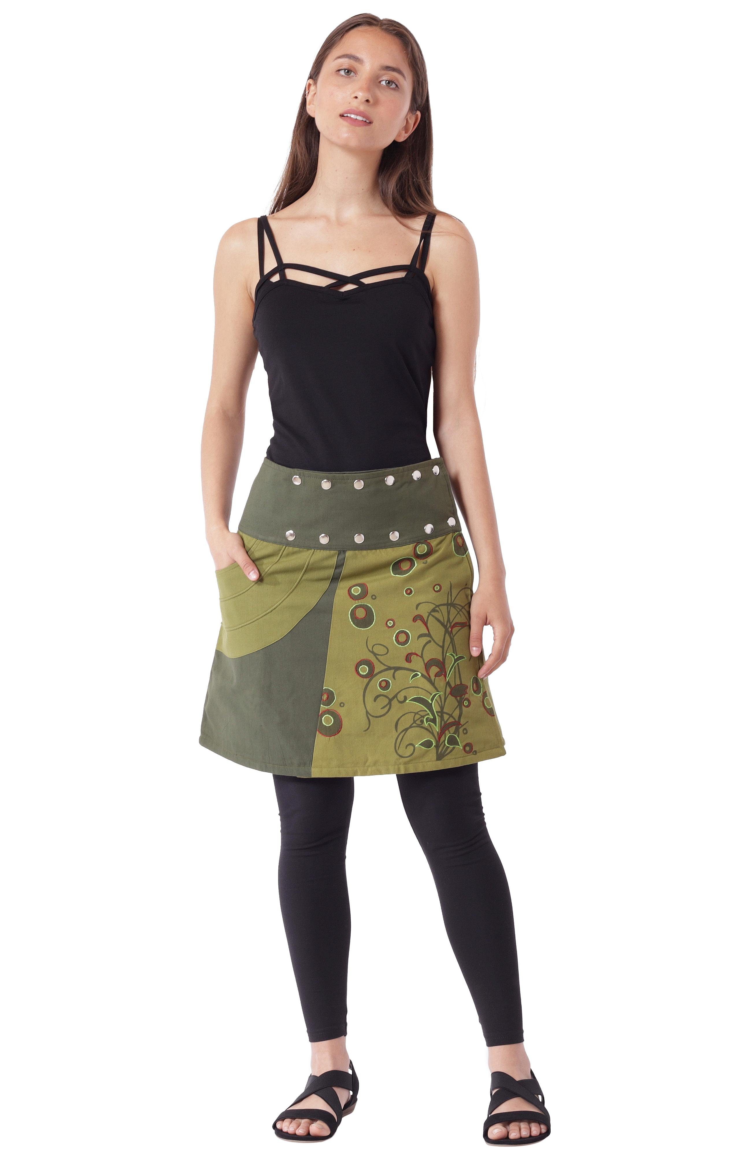 PUREWONDER Wickelrock Damen Rock mit Druckknöpfen günstig online kaufen