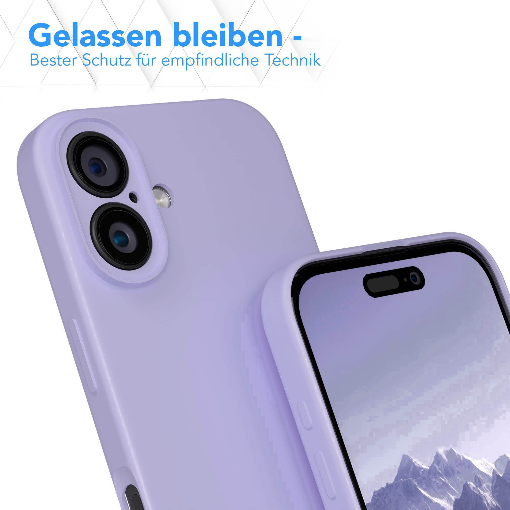 EAZY CASE Handyhülle für Apple iPhone 16 Hülle Silikon 6,1 Zoll, Silikonhülle stoßfest Smart Slimcover Case Dünn Blau Lila – Bild 4 von 5