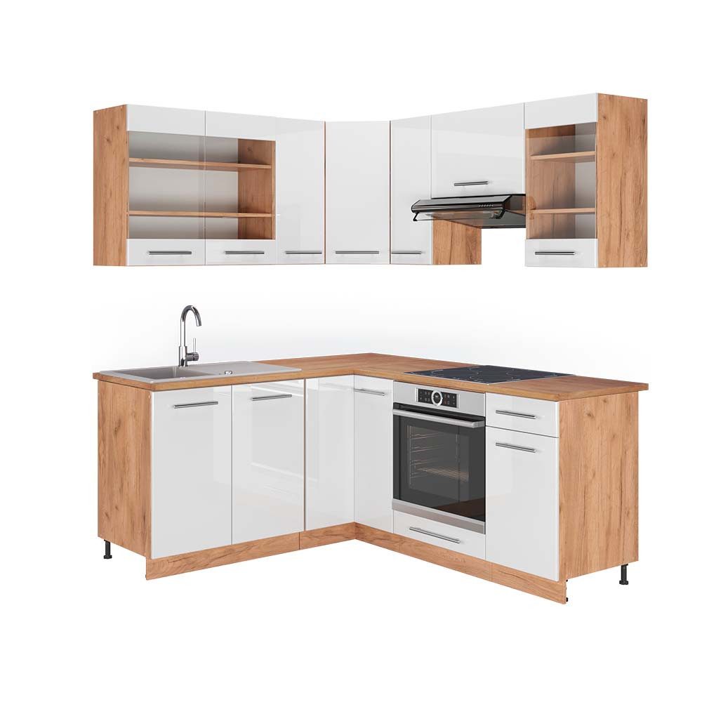 Vicco Winkelküche R-Line, Blau-Grau/Goldkraft Eiche, 237 günstig online kaufen