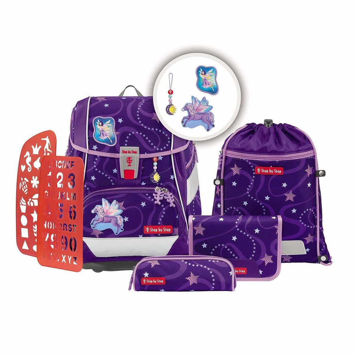 Step by Step Schulrucksack 2in1 Plus (6tlg., inkl. Federmäppchen, Schlamperrolle, Sportbeutel, Magic Mags, S)
