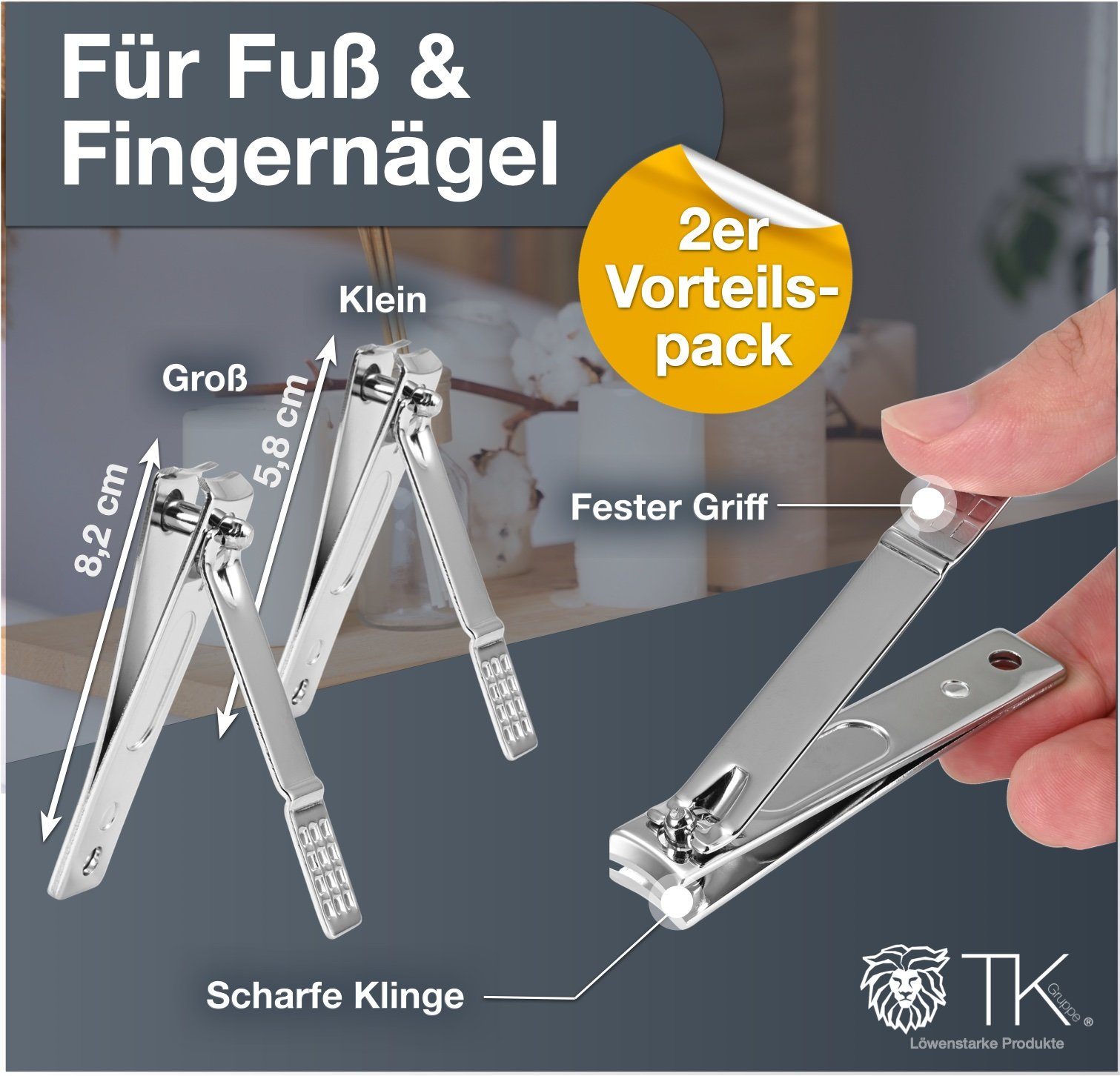 TK Gruppe Nagelknipser-Set 6x Nagelklipser für Fussnägel klein & groß & 6-tlg. Fingernägel, 