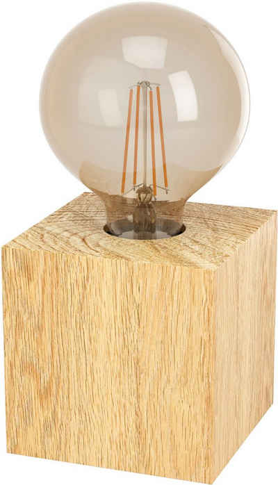 EGLO Tischleuchte PRESTWICK 2, Leuchtmittel wechselbar, ohne Leuchtmittel, Tischleuchte in braun aus Holz - exkl. E27 - 40W