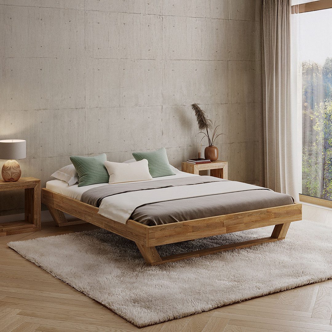 skølm Massivholzbett Nornir aus Eiche, ohne Kopfteil, verfügbar in 120/140/160/180 x 200 cm, natur geölt