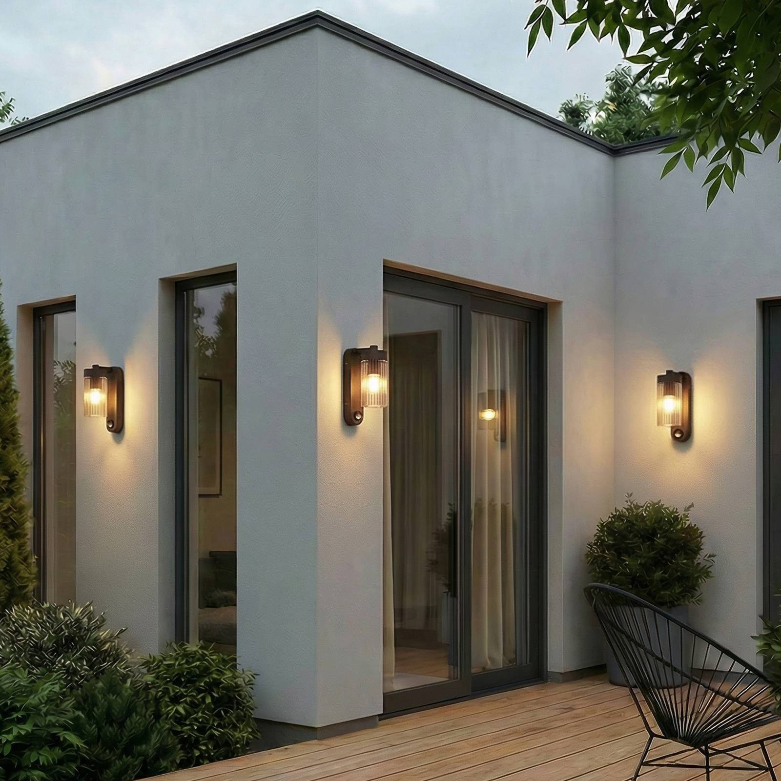 Lindby Außen-Wandleuchte Kaliro, Metall, Schwarz IP54, 1 x 15 W LED