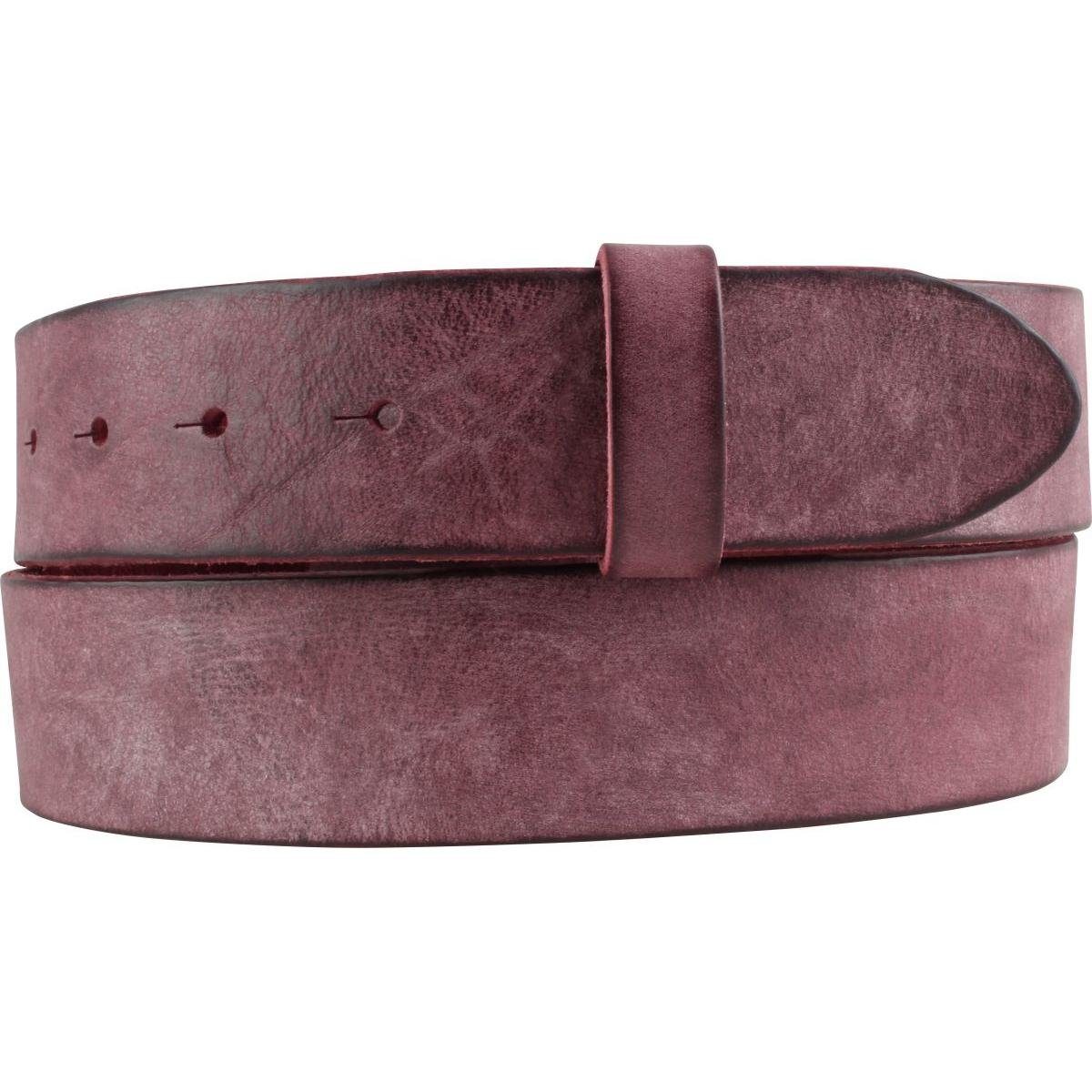 BELTINGER Ledergürtel Gürtel aus weichem Vollrindleder Used-Look ohne Schnalle 4 cm - Jeans- Bordeaux