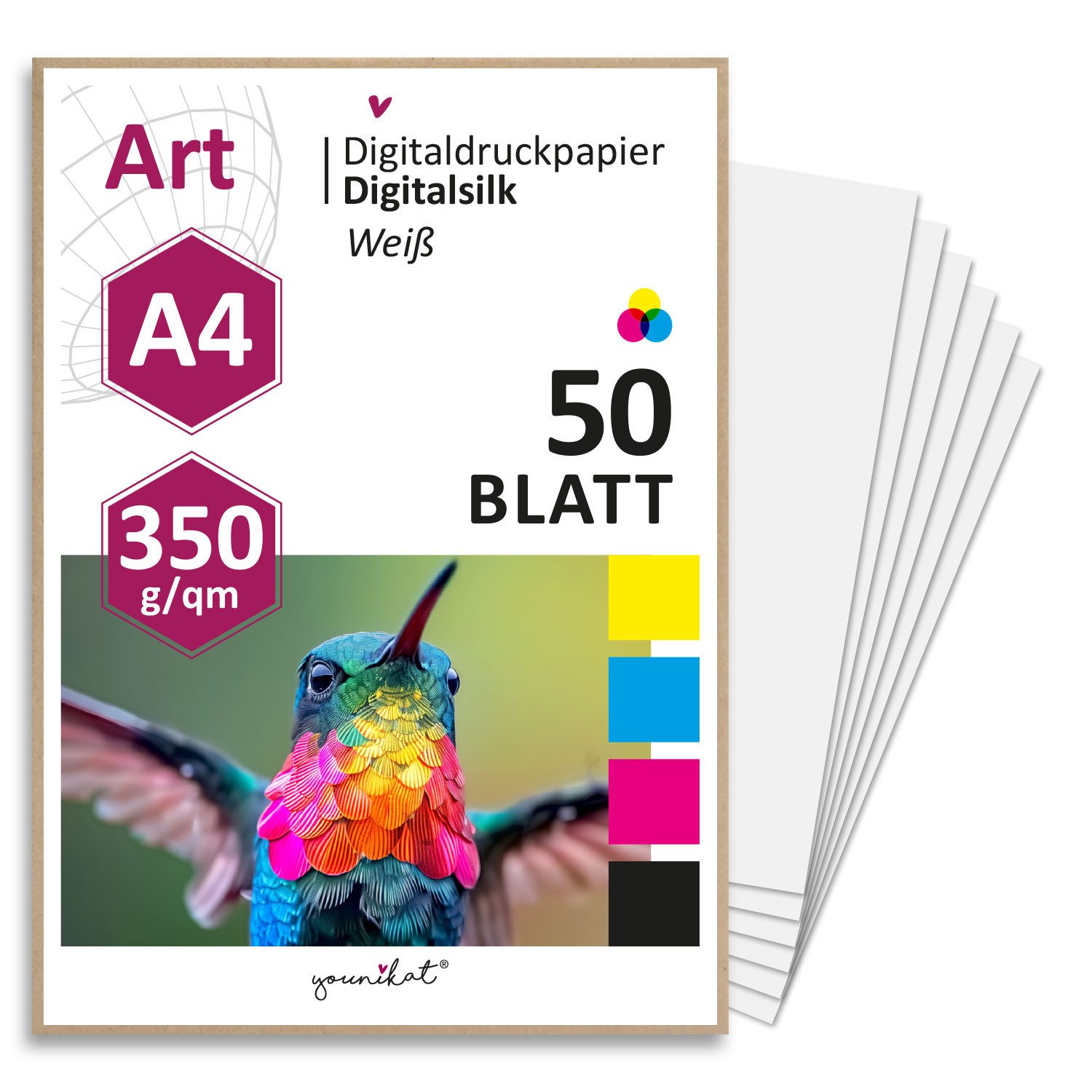 younikat Drucker- und Kopierpapier 50 Blatt Premium Digitaldruck-Papier mit seidenmatt I A4 I dv1570