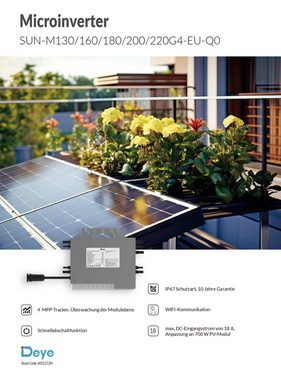 enprovesolar Deye Wechselrichter 1600W SUN-M160G4-EU-Q0 Solar Panel, Photovoltaik WIFI Mikrowechselrichter (drosselbar auf 800W/600W)