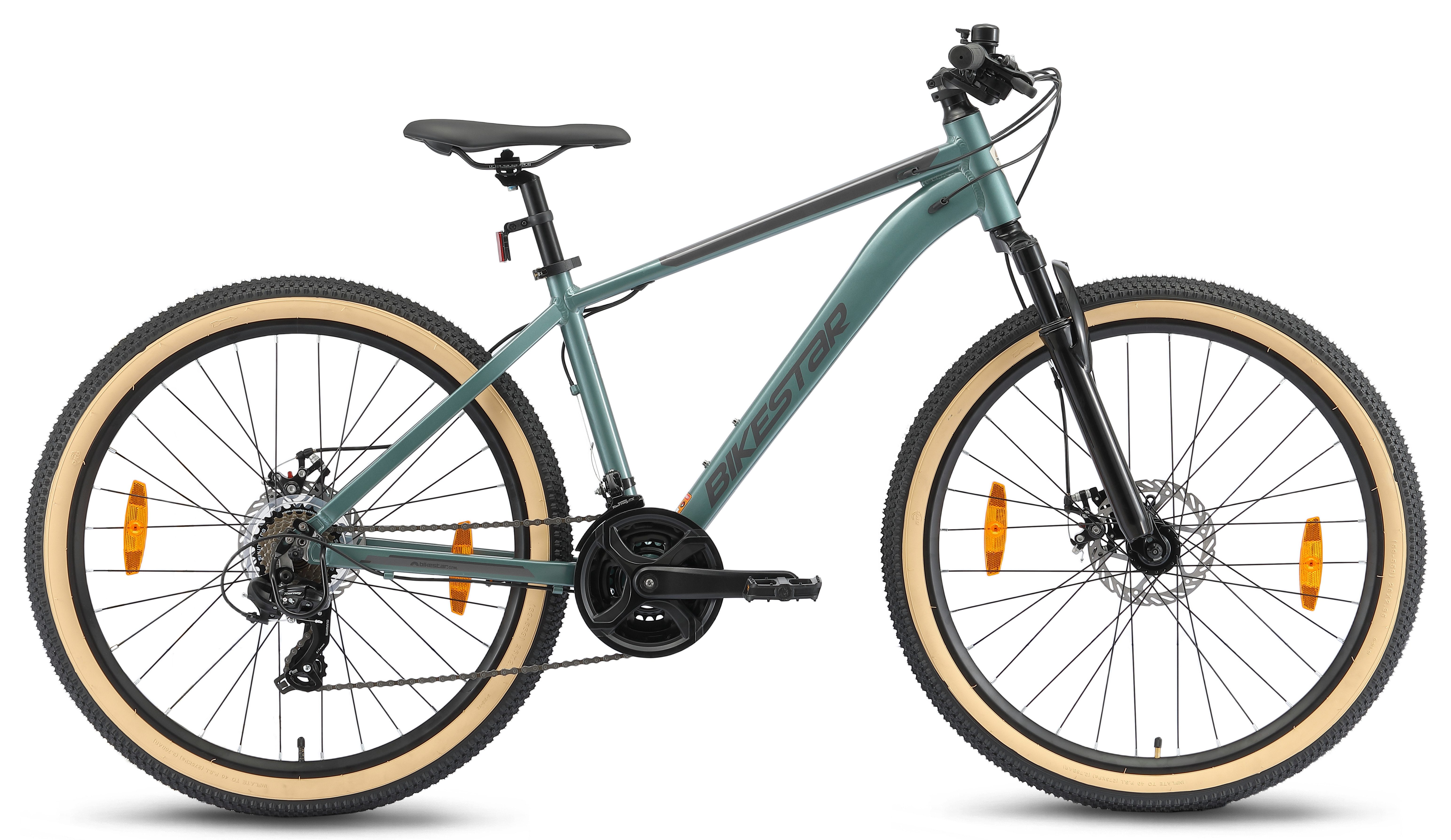 Bikestar Mountainbike, 21 Gang Shimano RD-TY300 Schaltwerk, Kettenschaltung, für Damen und Herren, Kettenschaltung
