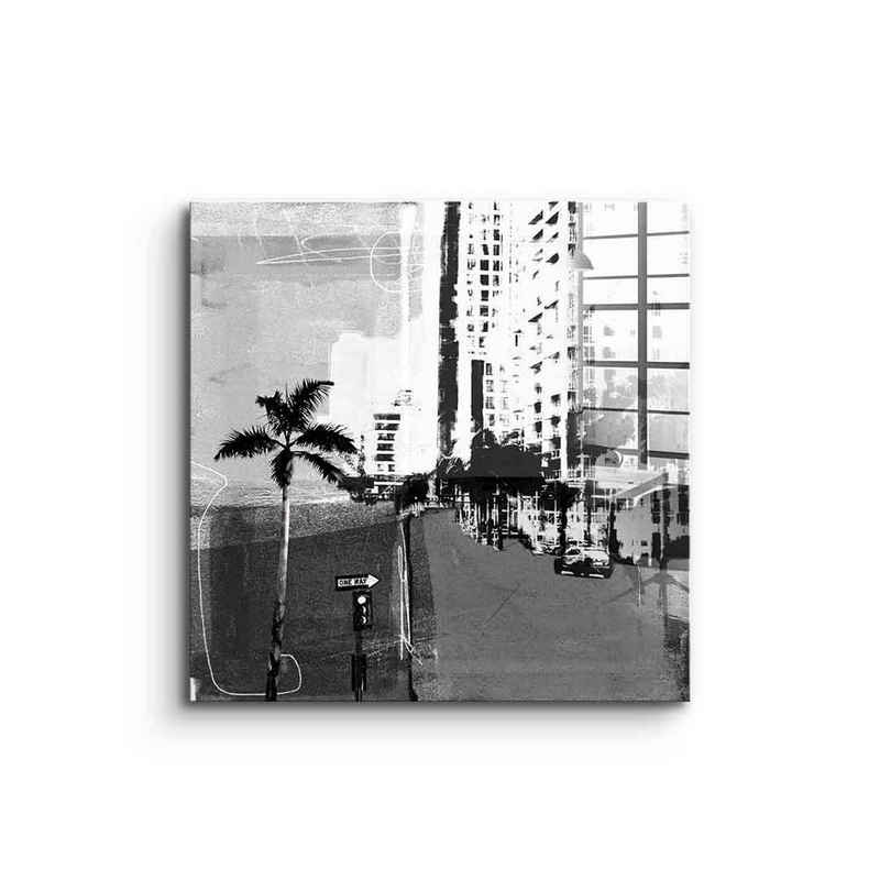 DOTCOMCANVAS® Acrylglasbild Vintage Miami - Acrylglas, Vintage Miami Acrylglasbild quadratisch square schwarz weiß