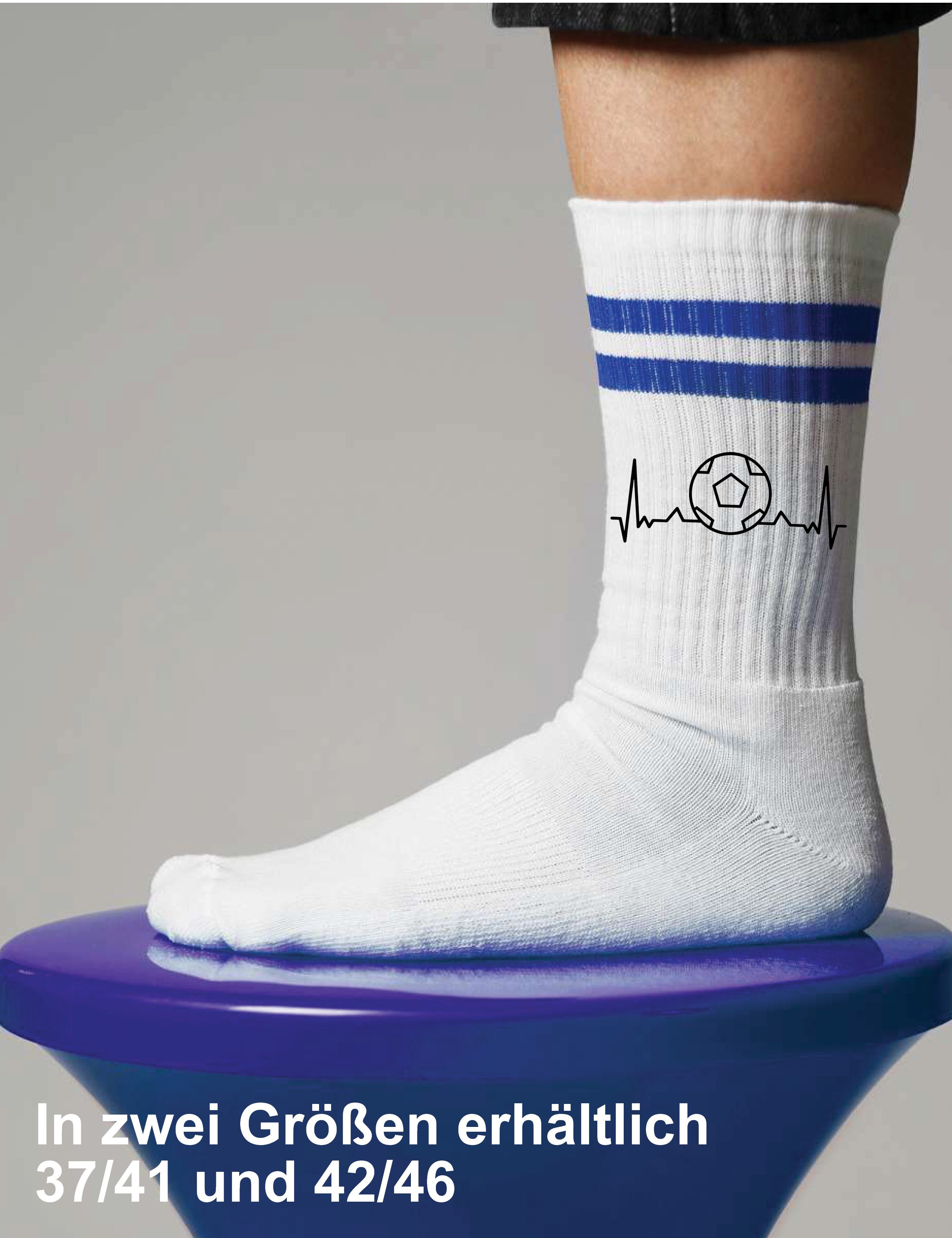 Youth Designz Tennissocken Unisex Socken "Heartbeat Fußball" Aufdruck lustig Geschenk Statement mit verstärkter Verse und Zehenbereich