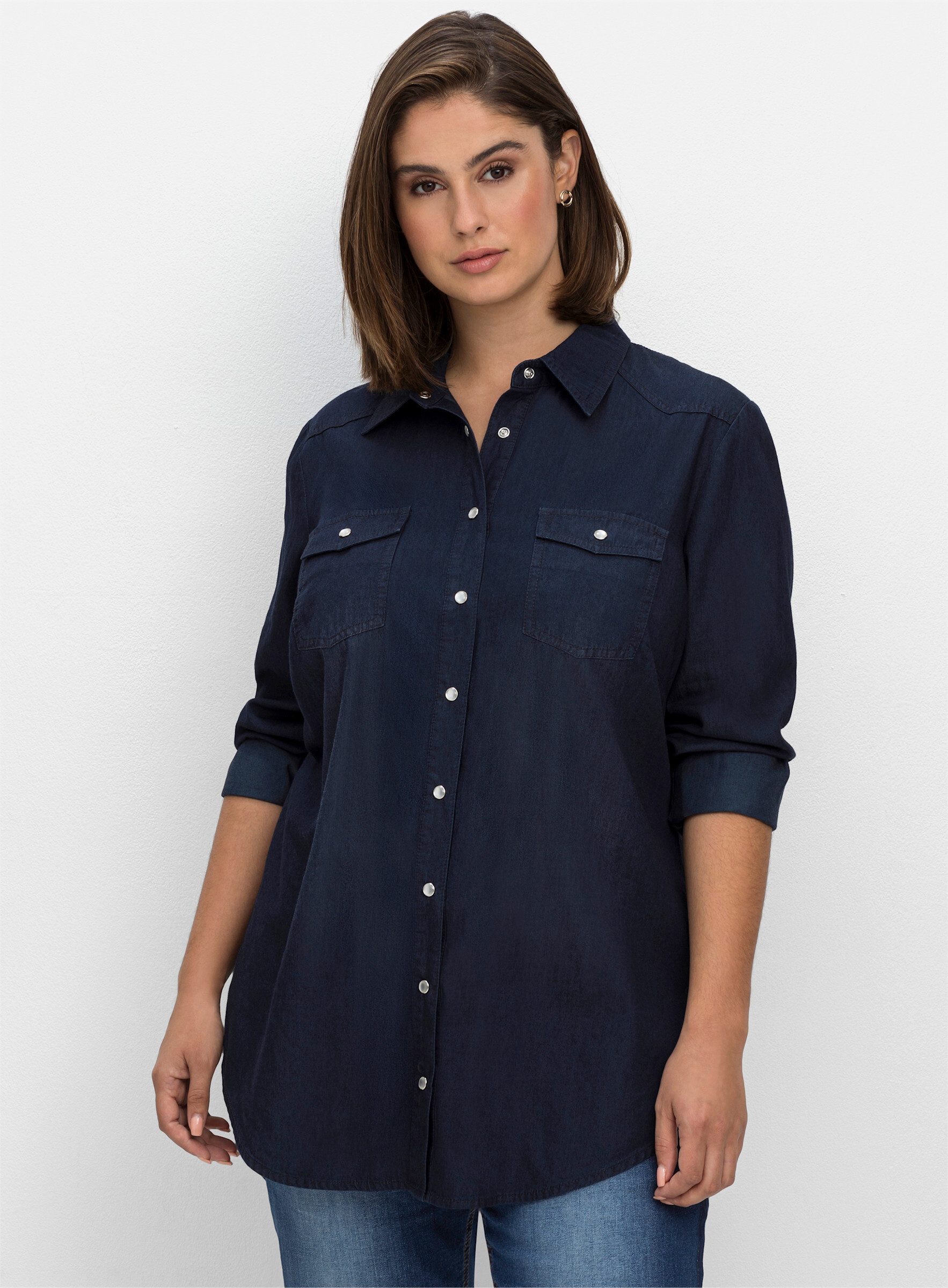 Sheego Klassische Bluse Jeansbluse günstig online kaufen