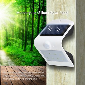 TRANGO LED Solarleuchte, SOL-SL8 LED Solar Wandstrahler IP65 *GREEN* Wandleuchte 6000K Tageslichtweiss - Solar Wandlampe mit Bewegungsmelder - Außenleuchte - Solarlampen mit Bewegungssensor, Außenwandlampe - Sensor Strahler