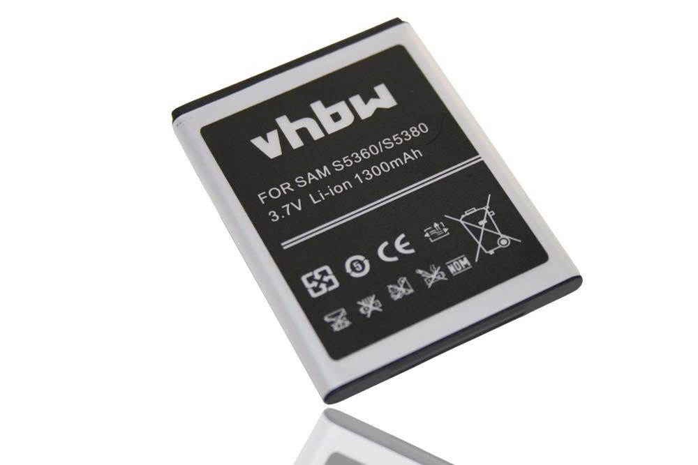 vhbw passend für Samsung Galaxy GT-6102, GT-B5510, GT-S5300, GT-S5301, Smartphone-Akku 1300 mAh