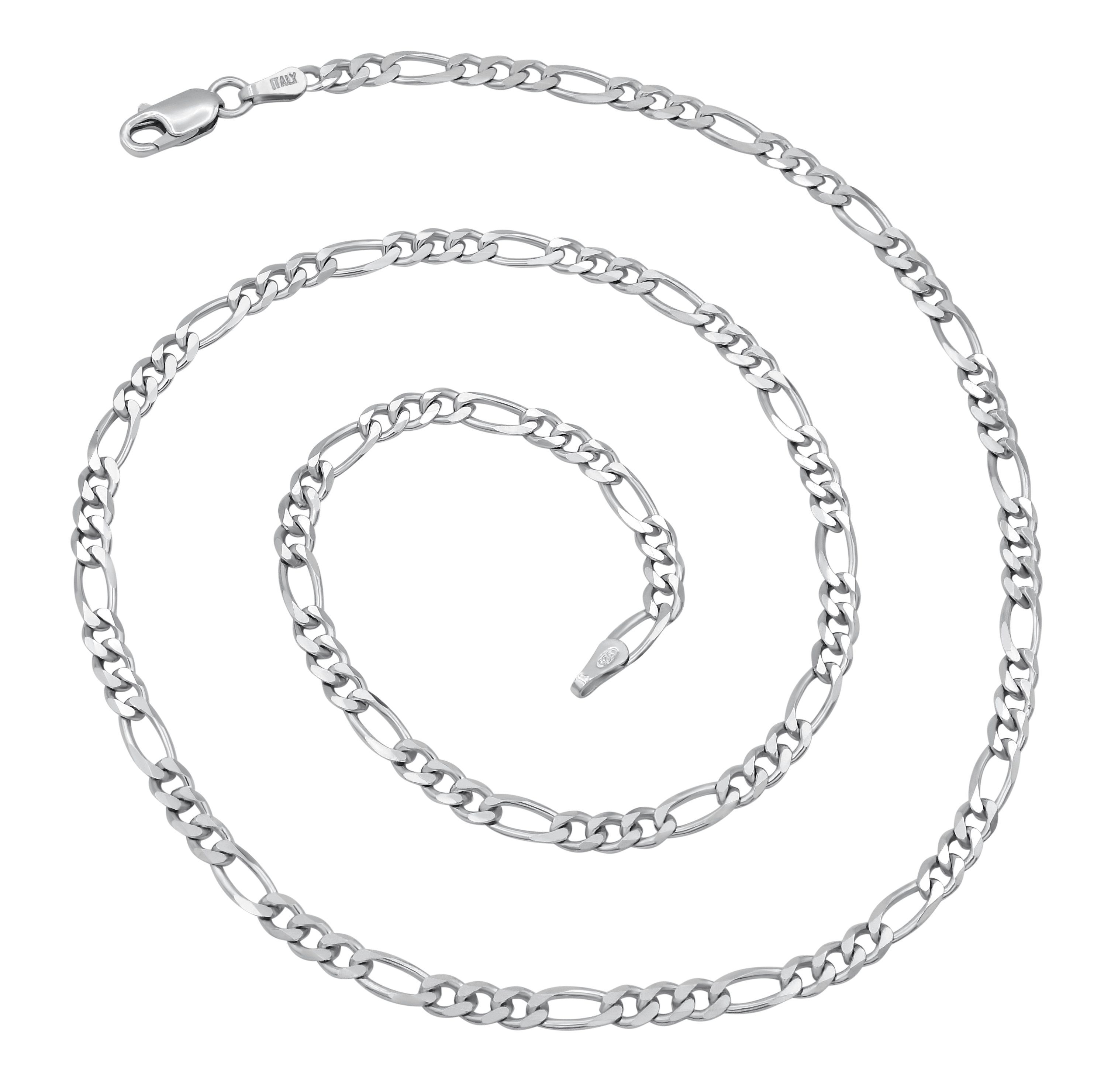 Figarokette 60cm Kauf-mich-weg 45 - wählbar Länge T Bella Silberkette by Sterling breit, Silber rhodiniert 925 3mm