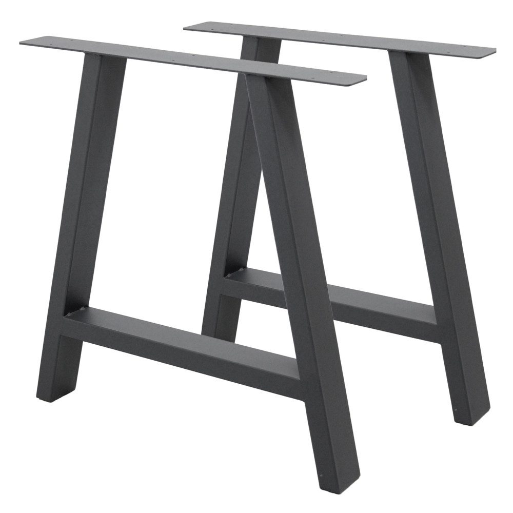 ECD Germany Tischbein 2x Tischgestell Tischkufen A-Design aus pulverbeschichtetem Stahl, Metall Möbelfüße 70x72 cm Tischuntergestell für Esstisch Schreibtisch