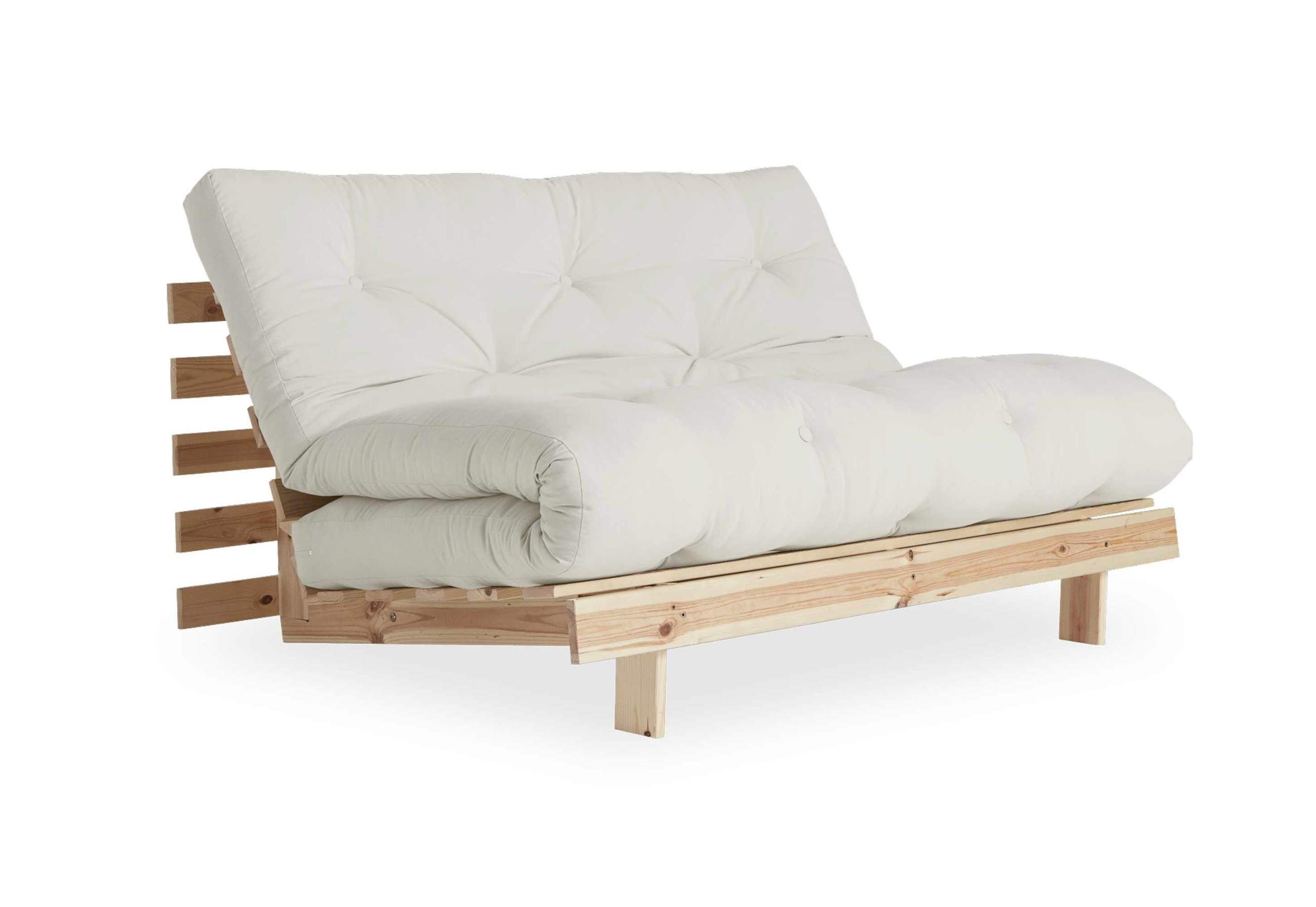 Karup Design 2-Sitzer Massivholz Bezug 140 Beige Beige ROOTS Gestell Kiefer Wheat cm Sofa Schlafsofa