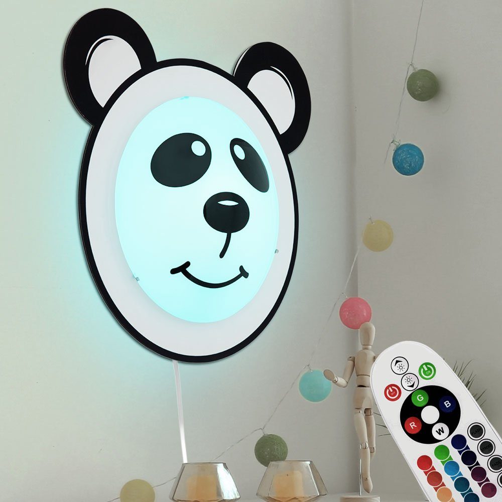 etc-shop Dekolicht, Panda Spiel inklusive, Leuchtmittel Lampe Bär Kinder Warmweiß, Farbwechsel, Zimmer Wand Fernbedienung