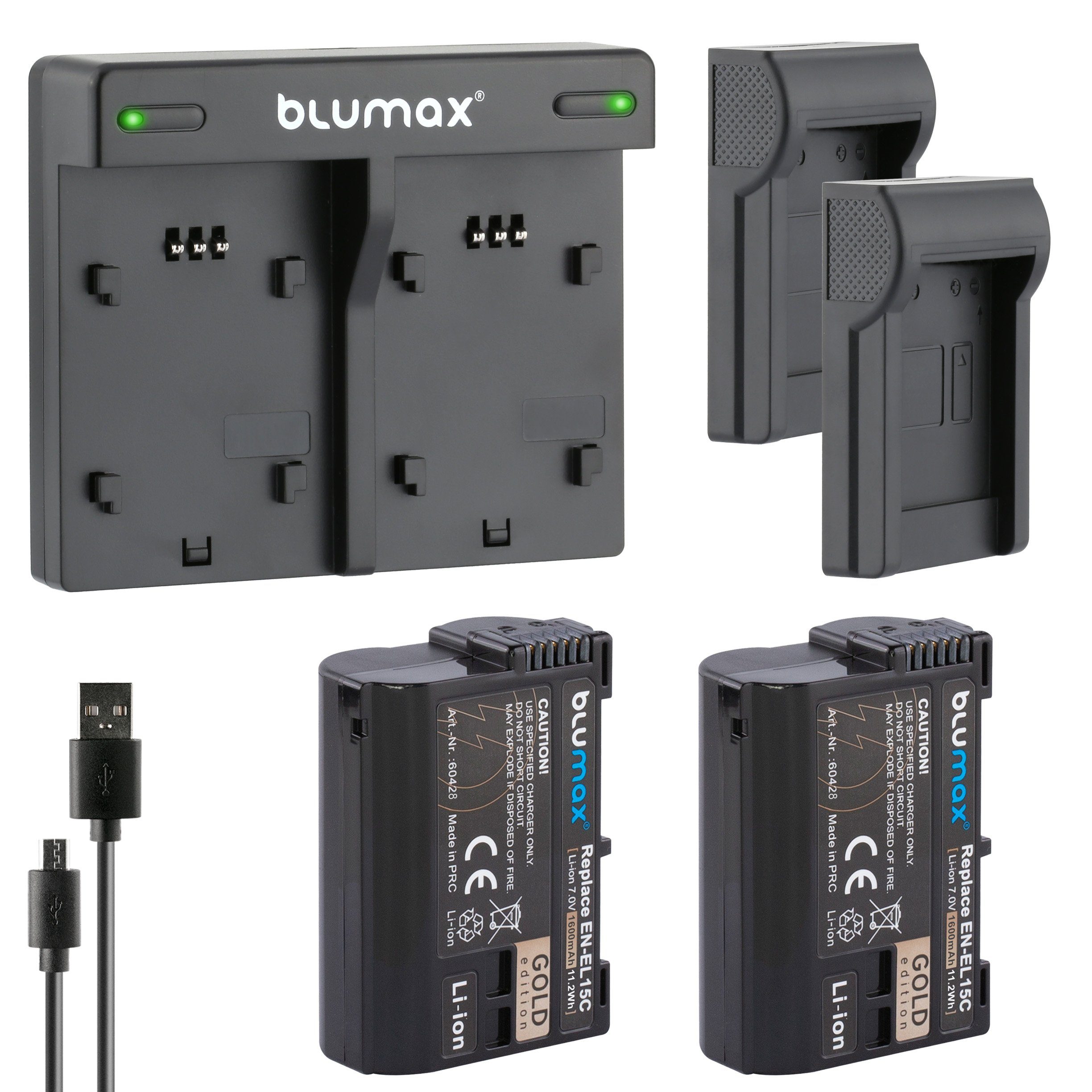 Blumax Set mit Lader für Nikon EN-EL15C D7500 Z71600mAh Kamera-Akku