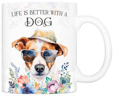 Cadouri Tasse JACK RUSSELL TERRIER - Kaffeetasse für Hundefreunde, Keramik, mit Hunderasse, beidseitig bedruckt, handgefertigt, Geschenk, 330 ml