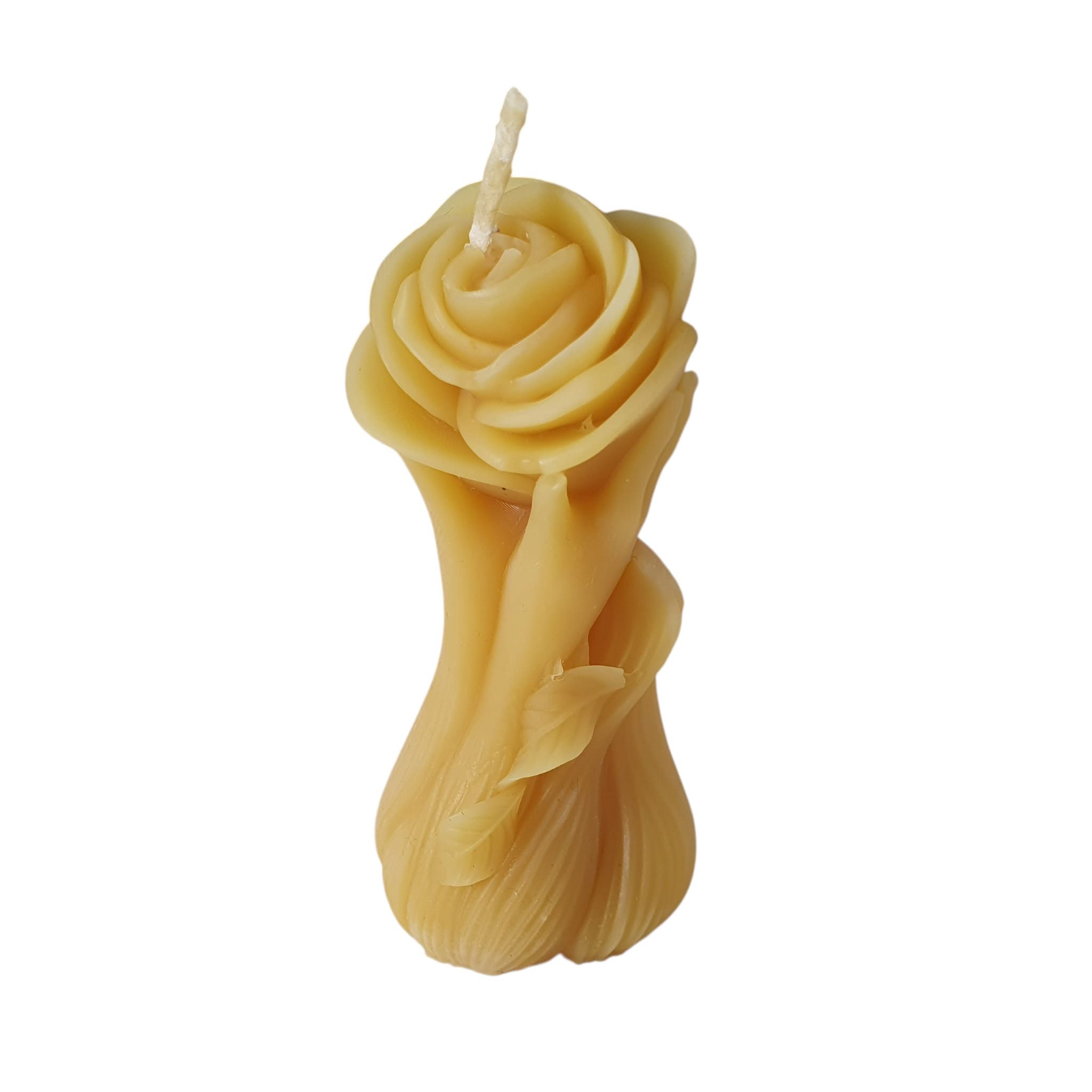 Aspinaworld Bienenwachskerze Rosenkerze in Hand 10 cm – Kerze aus Bienenwachs