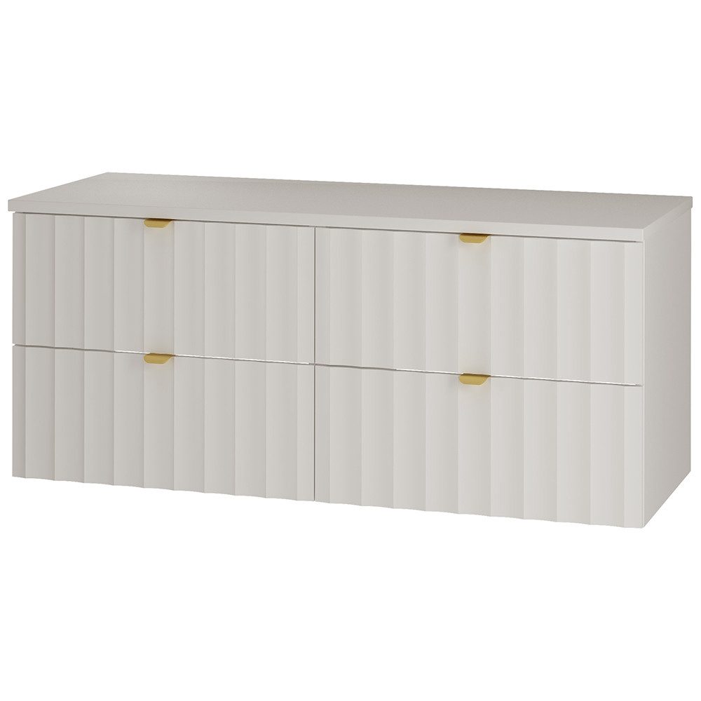 Lomadox Waschbeckenschrank AVOLA-140 Waschbeckenunterschrank Badezimmerschrank 120 cm breit modern in weiß