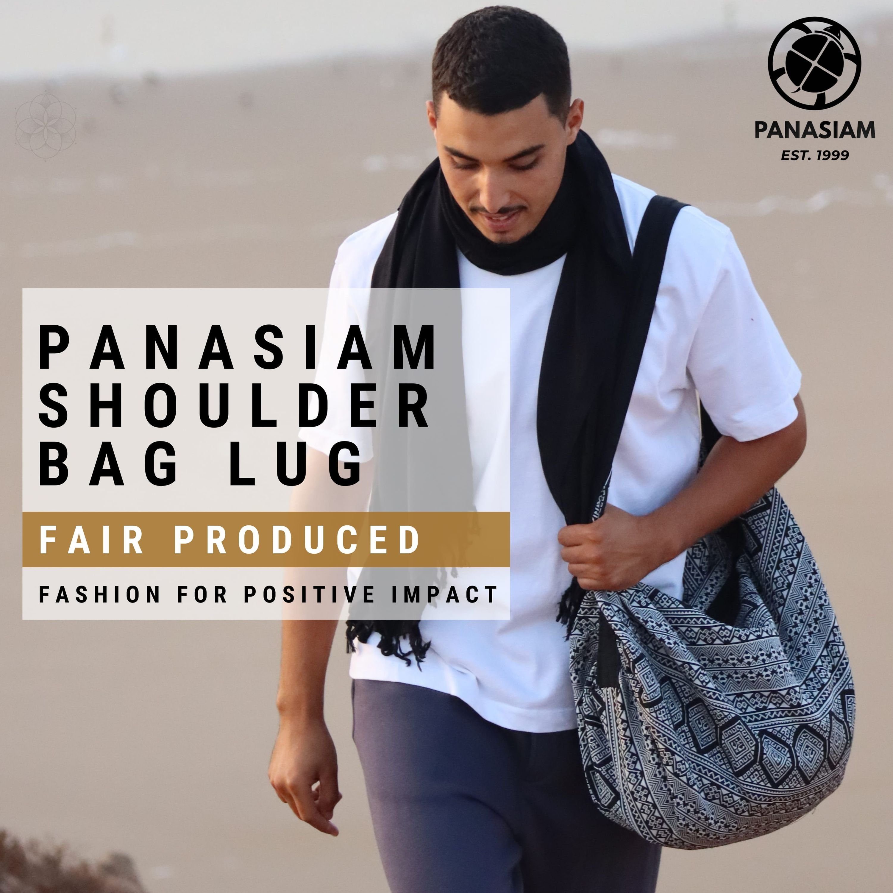 fester Baumwolle Handtasche aus auch LUG Wickeltasche, braunton Strandtasche oder Beuteltasche als Designs Schultertasche PANASIAM nutzbar Umhängetasche gewebten in Yogatasche