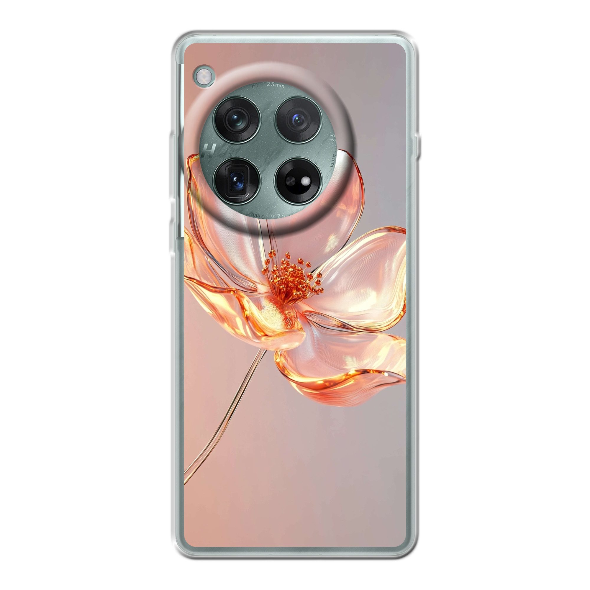 MuchoWow Handyhülle für OnePlus 12r Gläser - Blume - Rosa, Handy Case, Silikon, Bumper Case Dünn