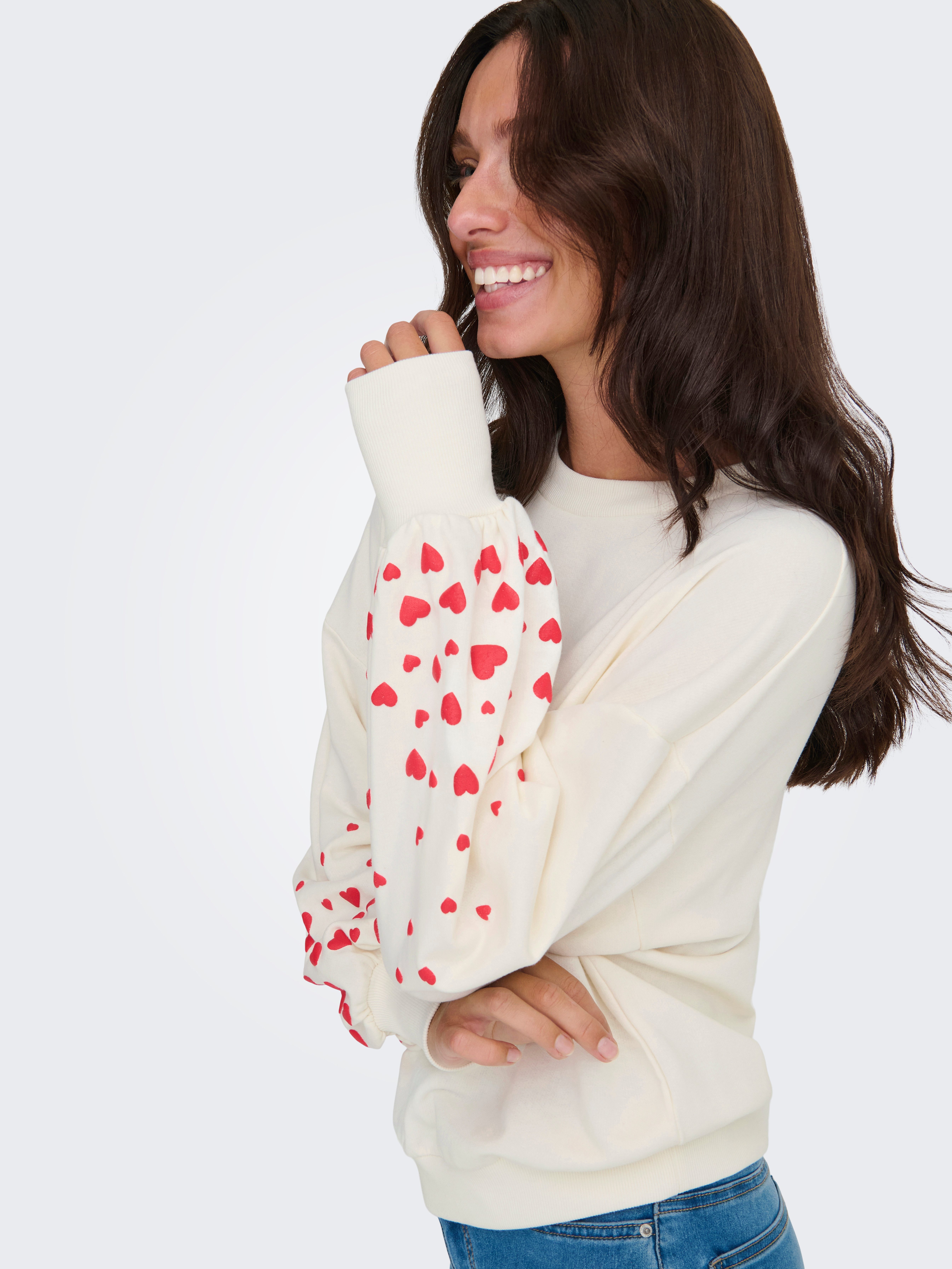 ONLY Sweatshirt ONLBROOKE L/S O-NECK FLOWER SWT Baumwollmischung, regular fit