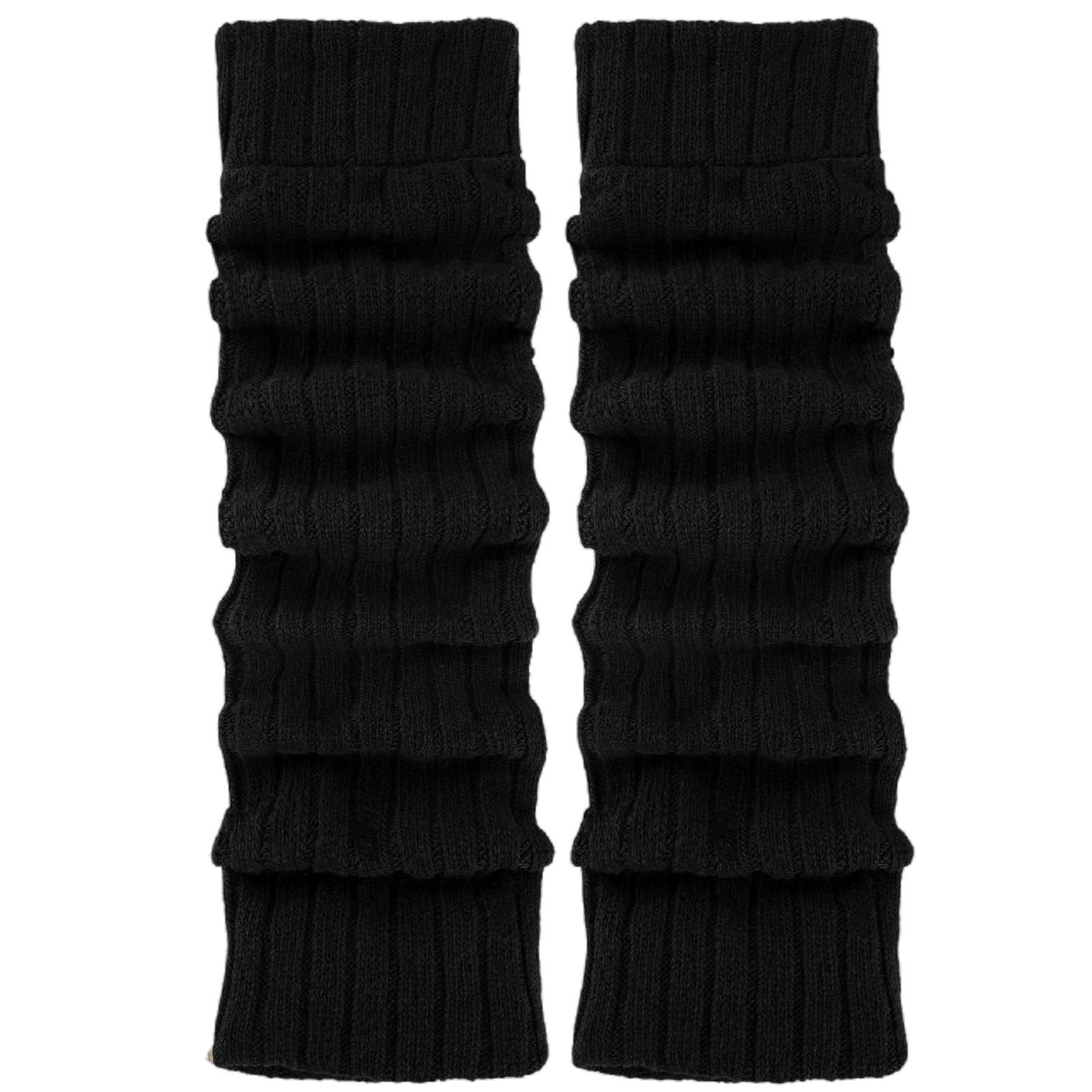 FOUORTUNATE-BEE Beinstulpen 2 Paar Damen Stulpen Schwarz – Weiche Winter-Leggings Atmungsaktive lange Beinstulpen für Frauen & Mädchen