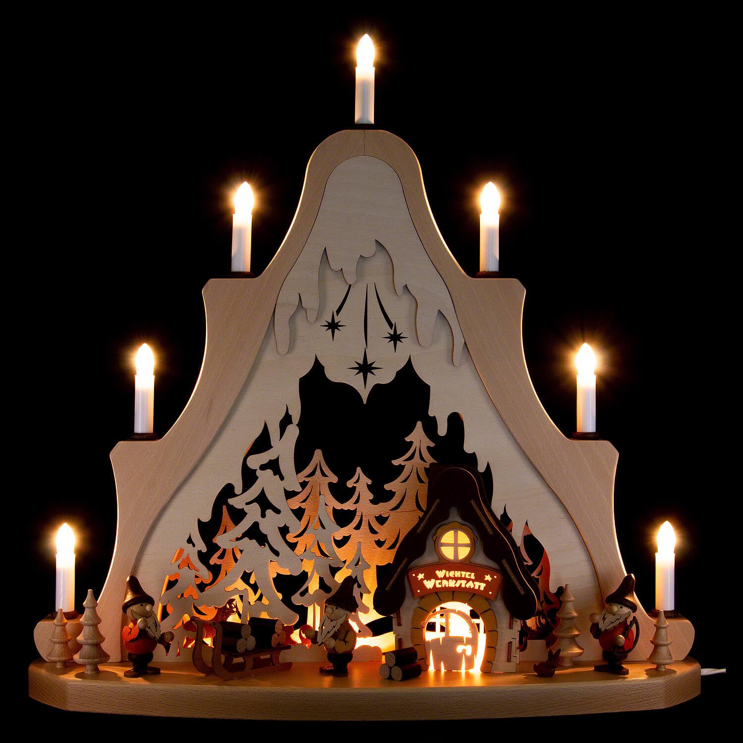 Schwibbogen Lichterspitze Wichtel (53x50cm) von Zeidler Holzkunst