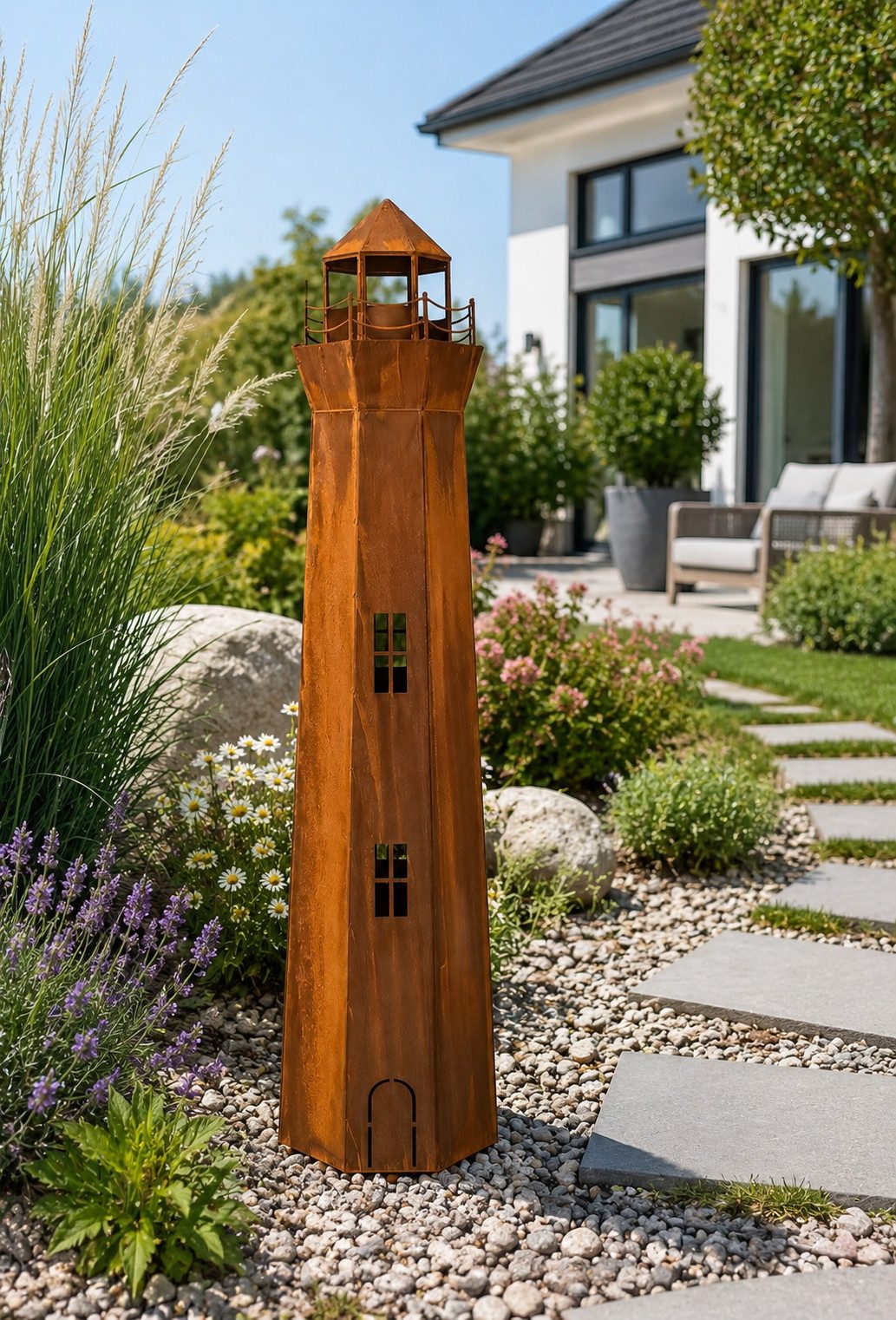 BADEKO Dekofigur Leuchtturm aus Edelrost in Cortenstahl-Optik – Bild 2 von 2